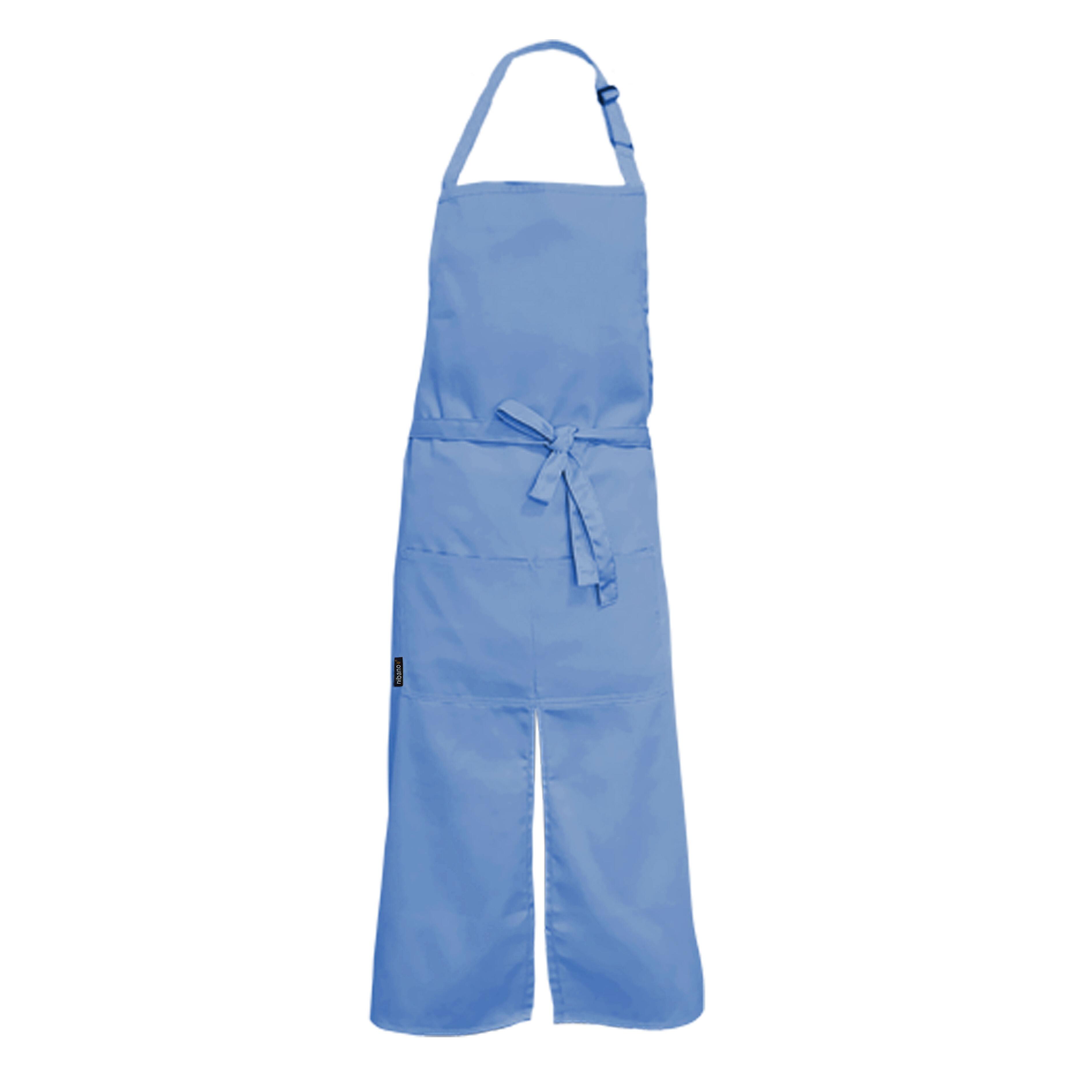 Long Splitted Bib Apron Light blue with logo