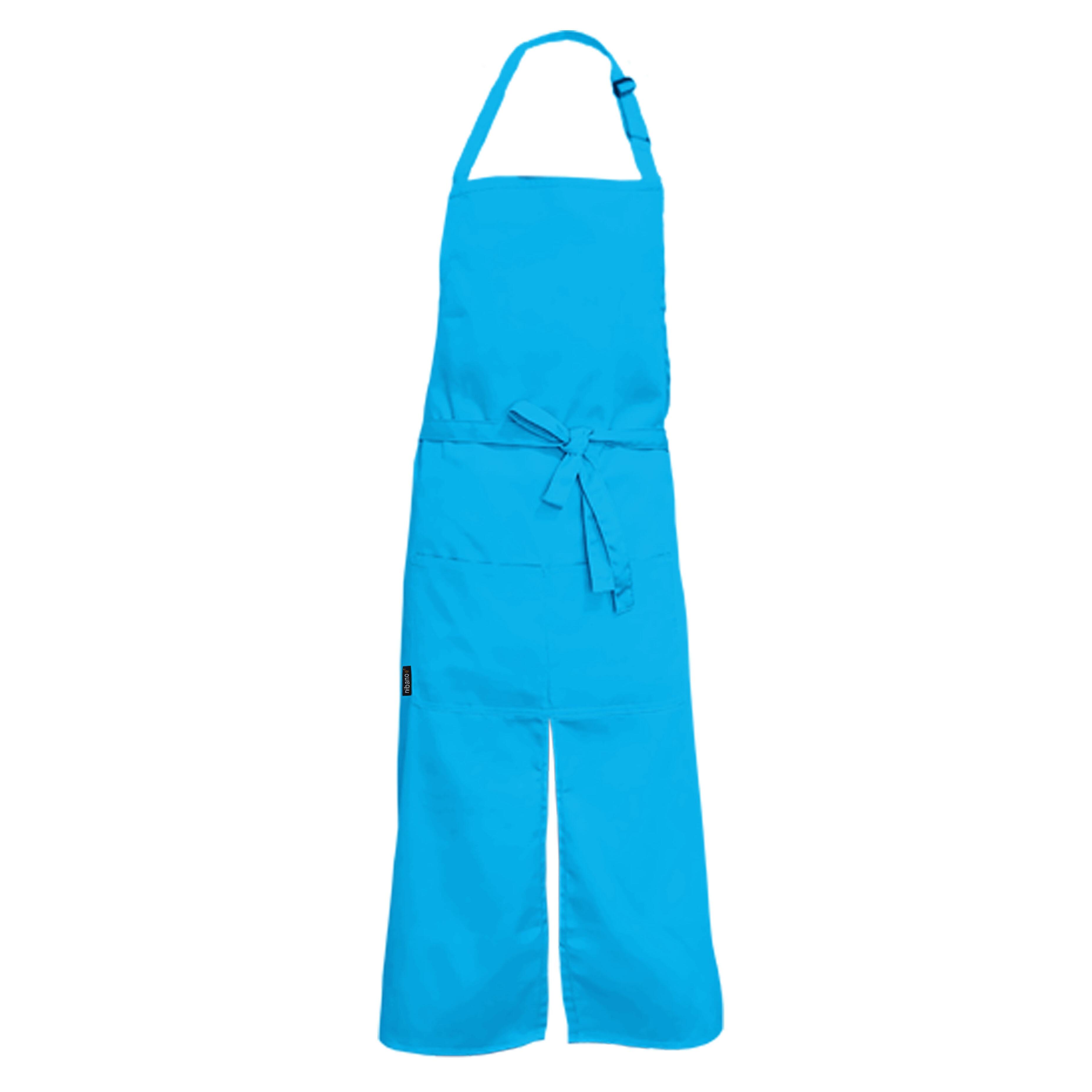 Personalised Long Splitted Bib Apron Turquoise