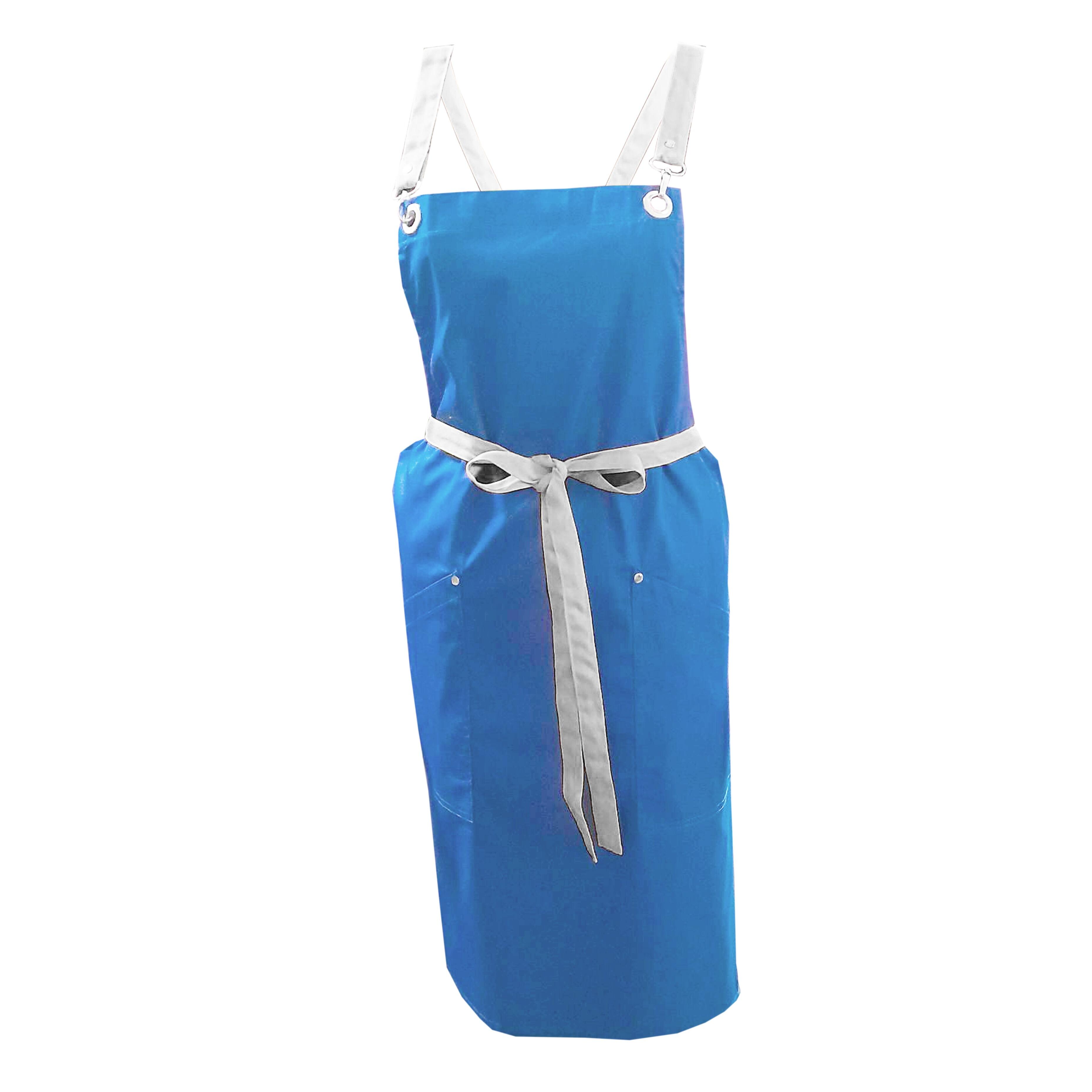 Custom Apron with Crossover Ties Light Blue