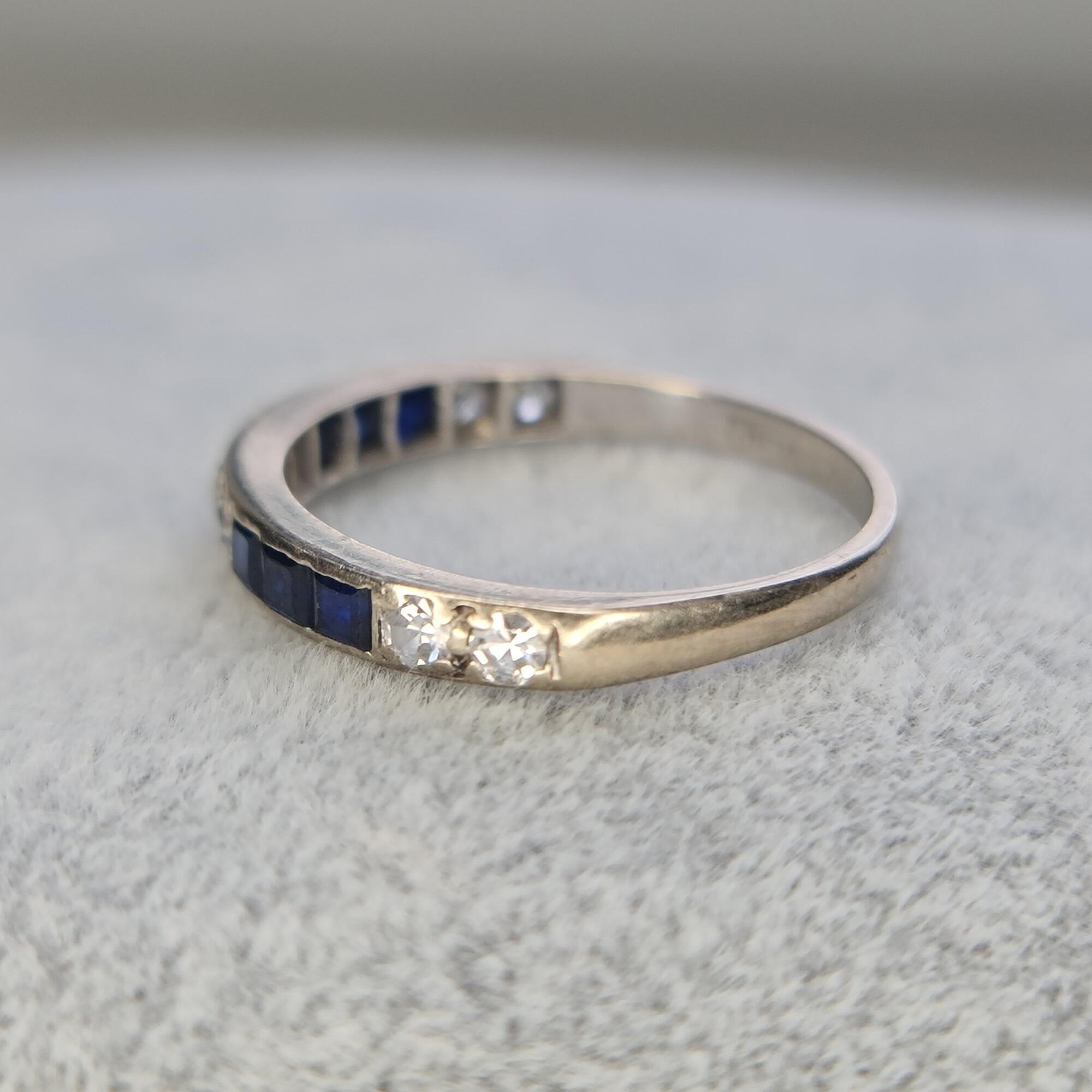 Art Deco 18ct White Gold Sapphire & Diamond Eternity Ring
