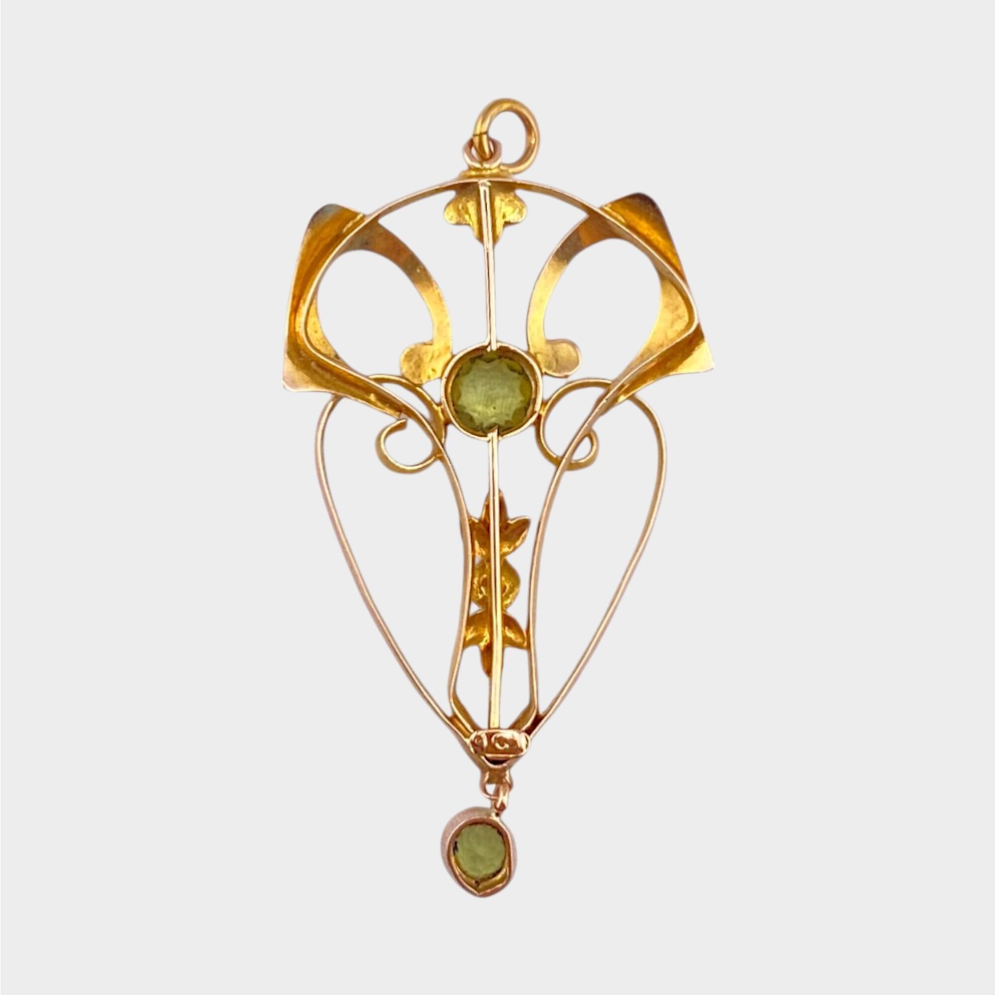 rear view of Rose Gold Peridot & Pearl Heart Pendant with grey