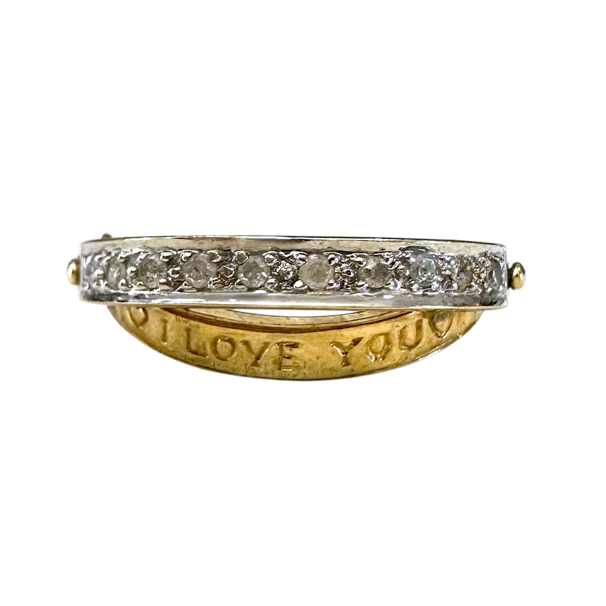 Vintage Gold & Diamond Secret Message  "I Love You" Ring  with white background