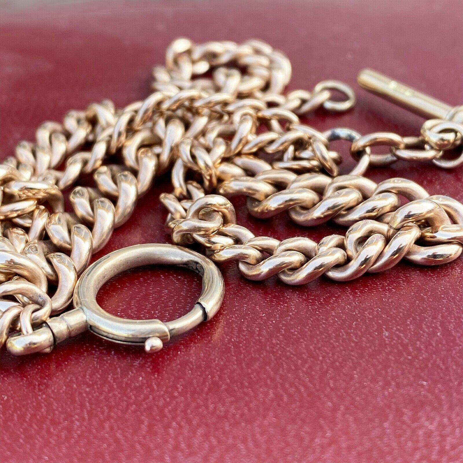 Antique, 9ct Rose Gold Albert Pocket Watch Chain/Necklace, Hallmarked