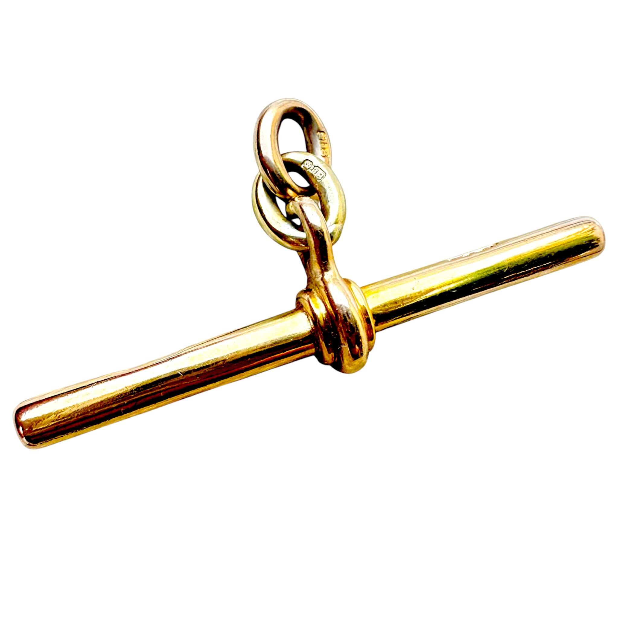 Antique 18k Victorian Yellow Gold T-Bar & Links with white background