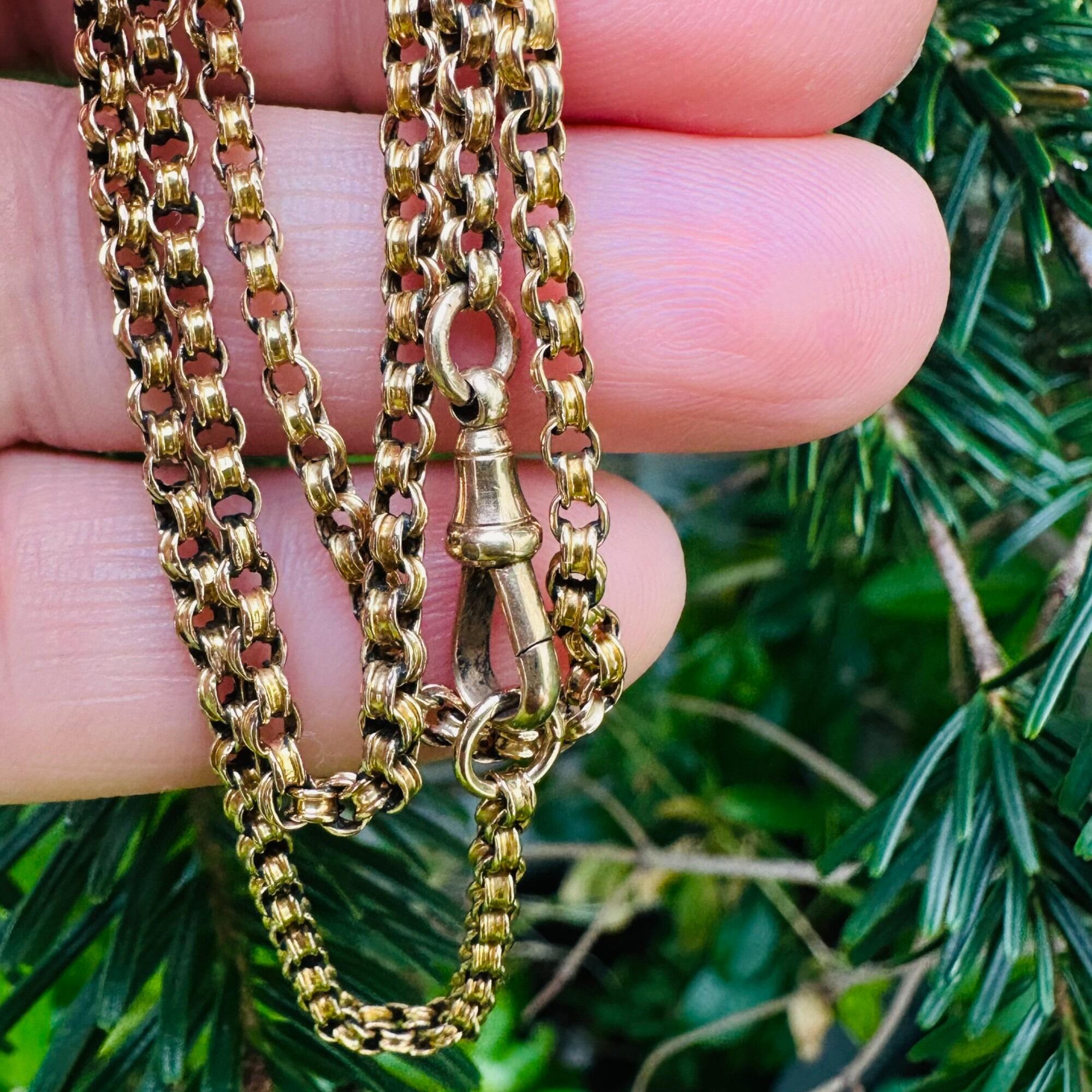Vintage 9k Gold Belcher Chain with Dog Clip Clasp - Timeless Elegance