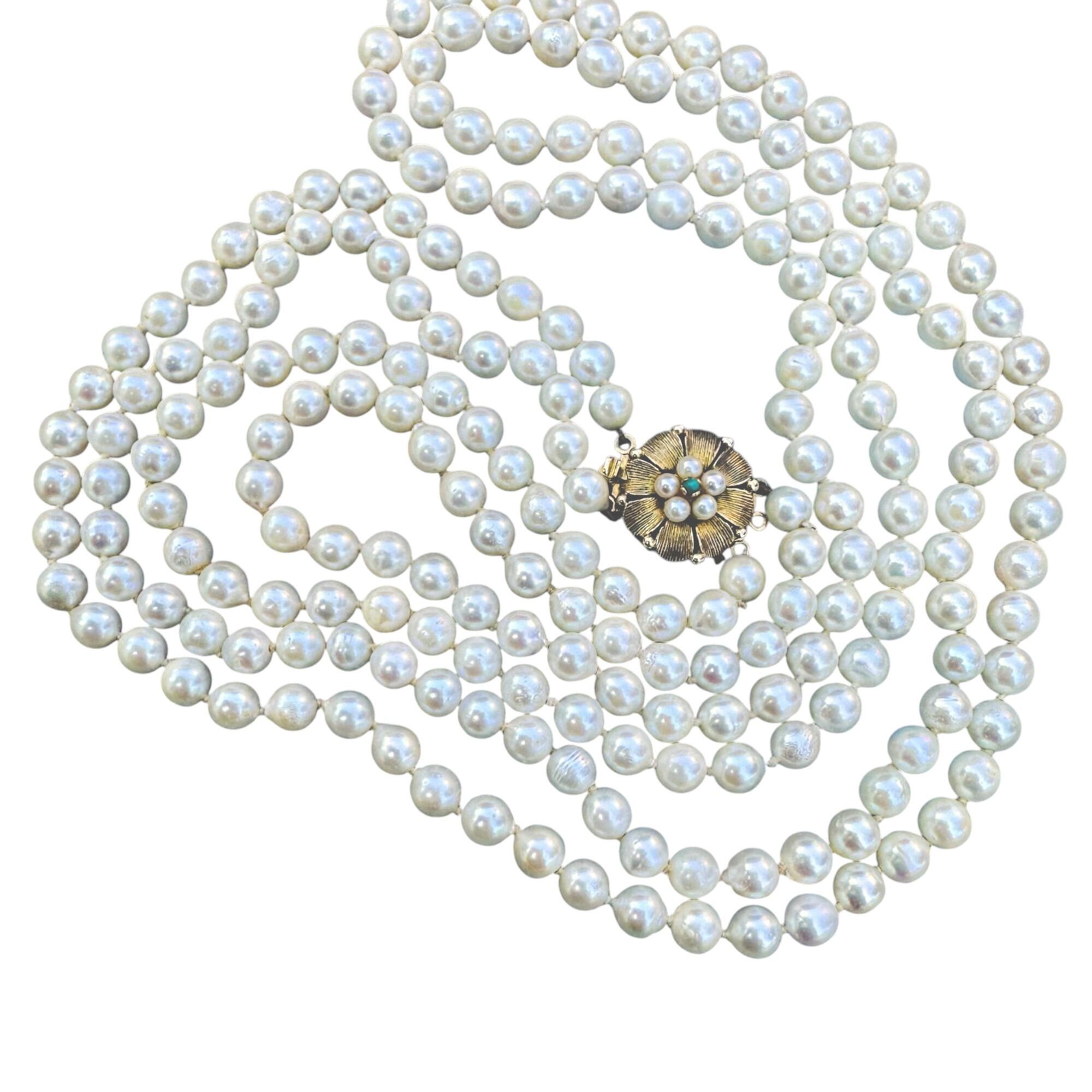 Cultured Pearl & Turquoise Necklace with white background