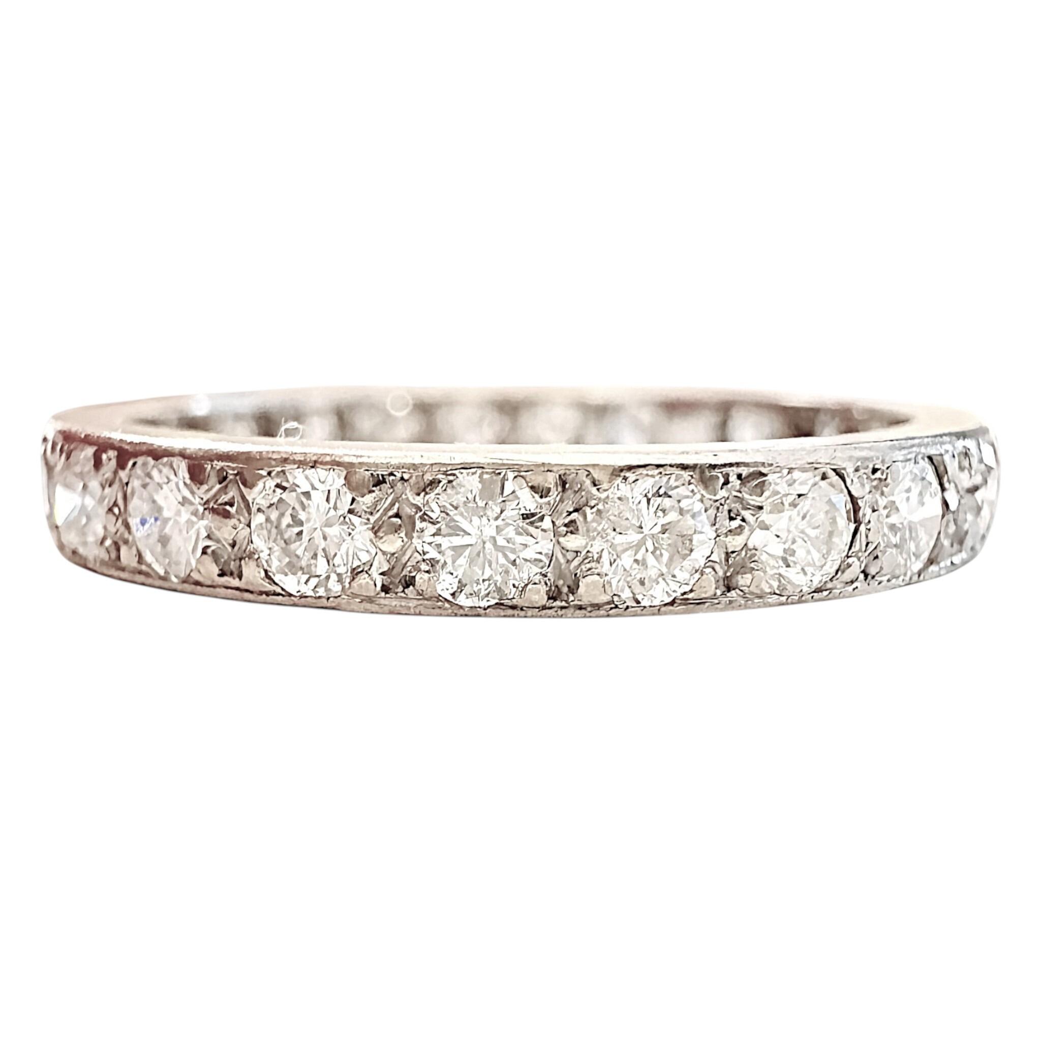 18k White Gold Diamond Full Eternity Ring, white background.