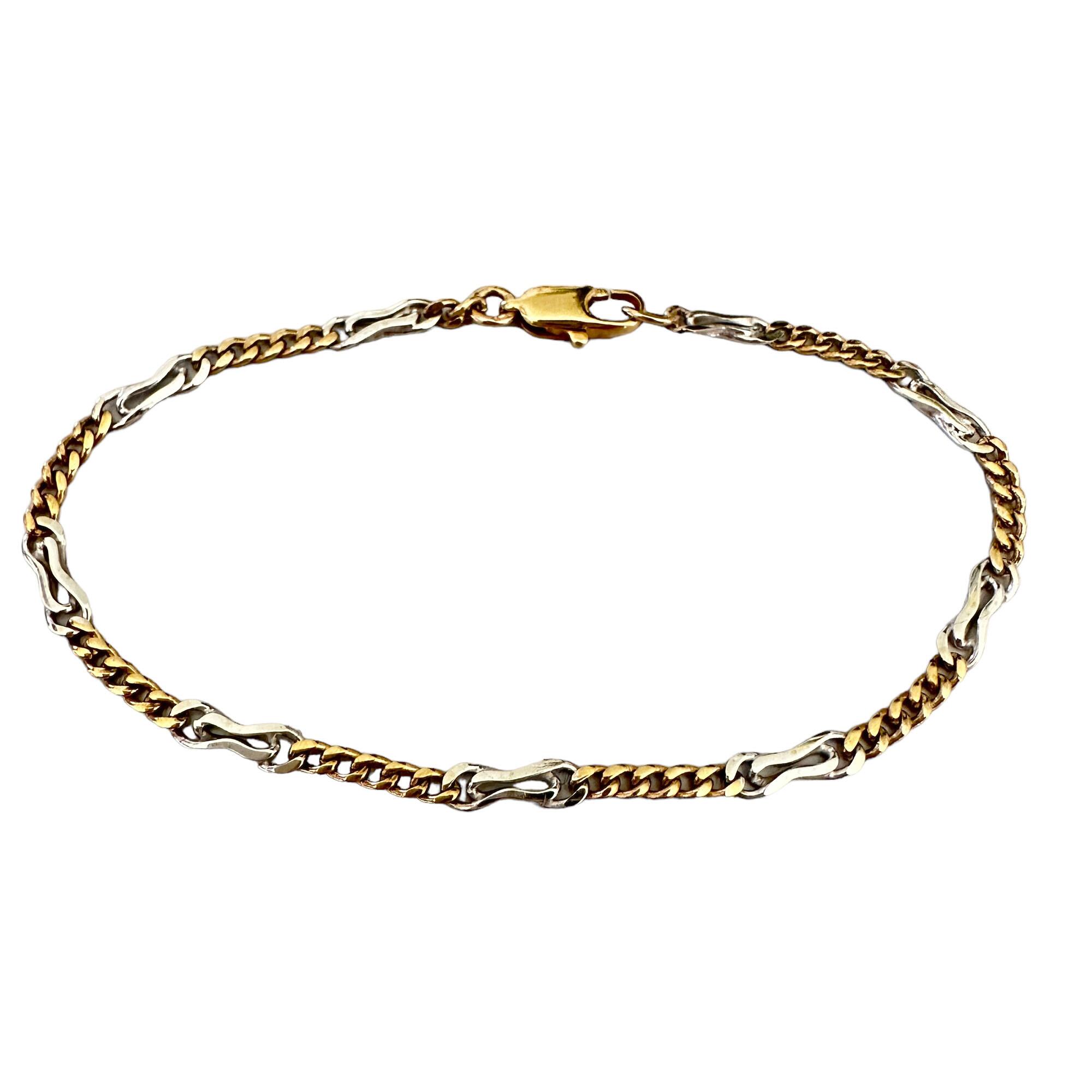 SOLD - Vintage, 9ct Gold, Two Colour Fancy Link Bracelet, Length 7.5 ...
