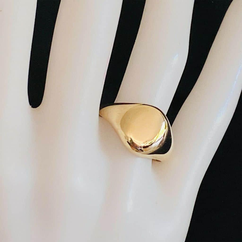 Classic Gents Signet Ring with Oval Gold Polished Section - Engravable Coat of Arms/Family Crest - Tactile Pinkie Ring Alternative