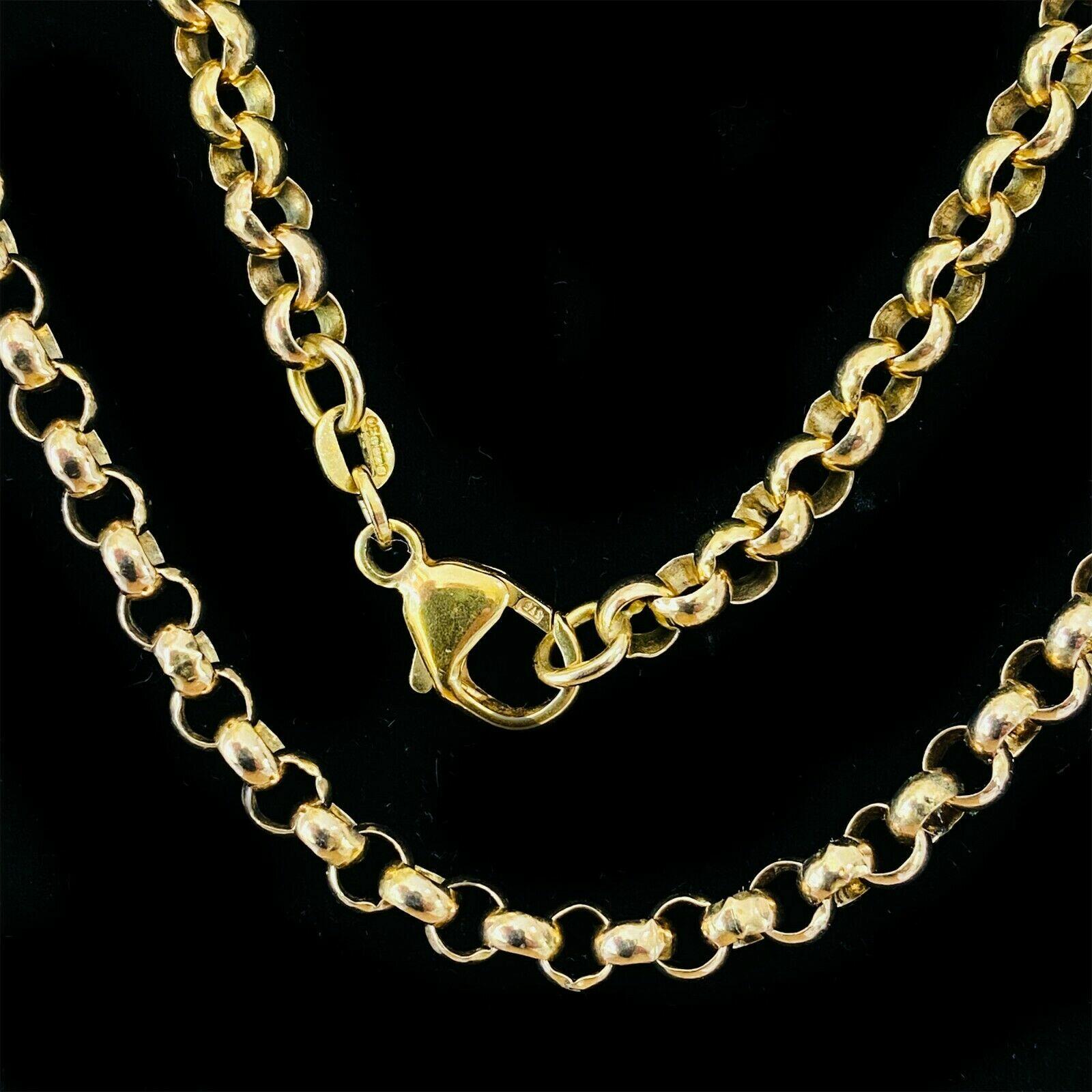 9ct Gold Belcher Link Chain, 23.5 Inches, 4.5mm Wide, 27.1g, Hallmarked 375, Lobster Clasp, Modern Design