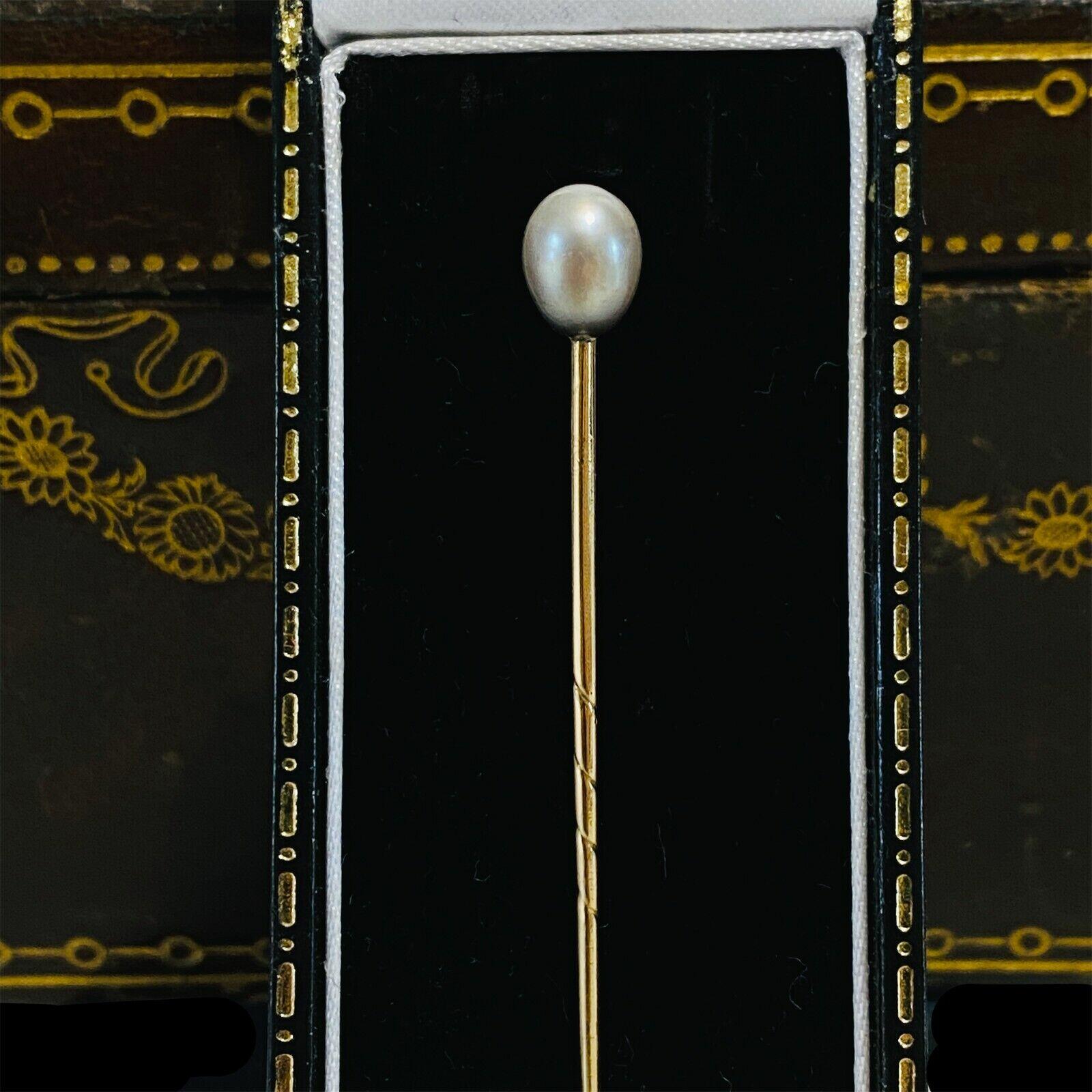 Art Deco 15ct Gold Stickpin with Grey Pearl, Vintage Wedding Jewelry, Antique Heirloom, 1920-1935