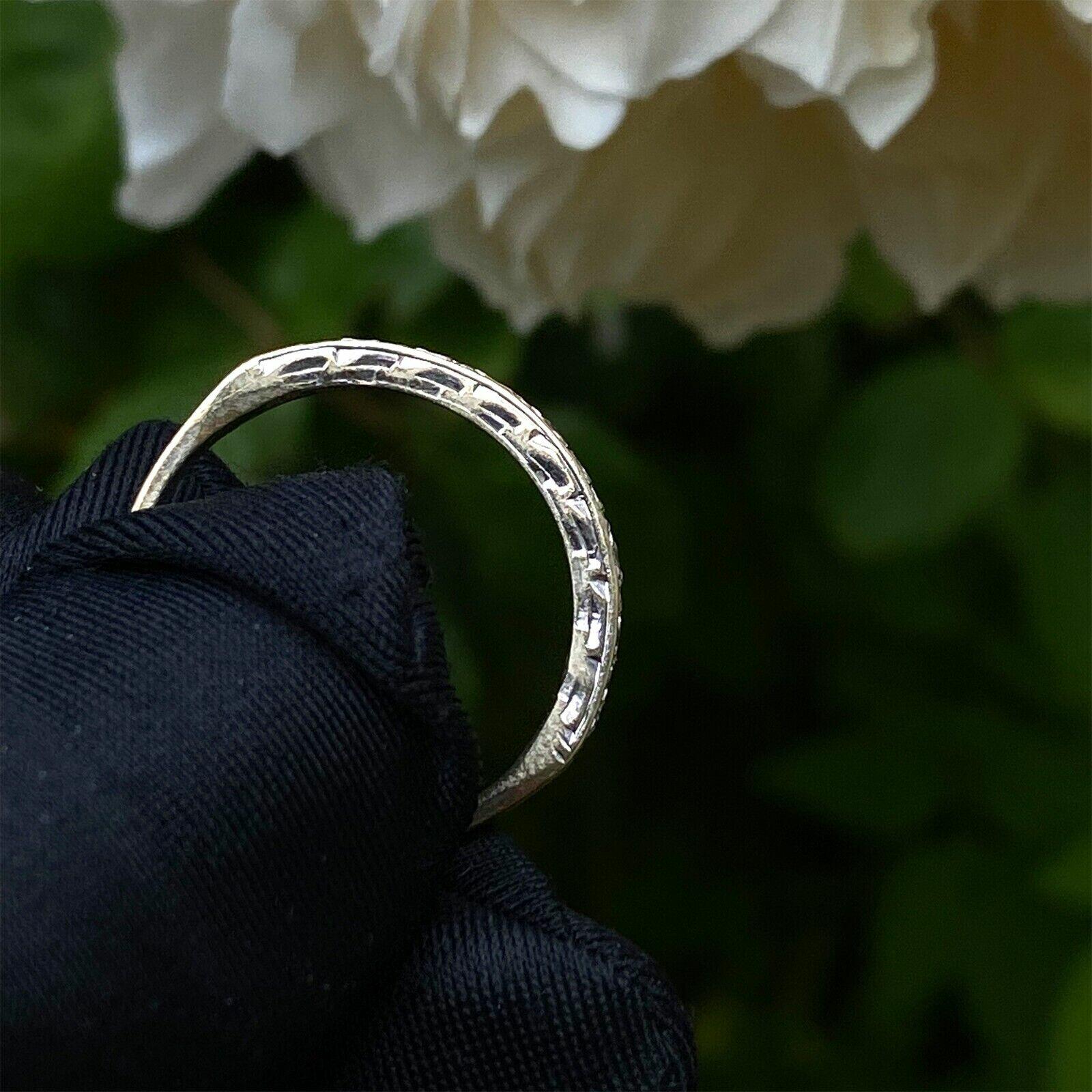 Vintage 9ct White Gold Diamond Channel Set Ring, Size O 1/2, 0.27ct Total Carat Weight, Engraved Sides, Stackable Design