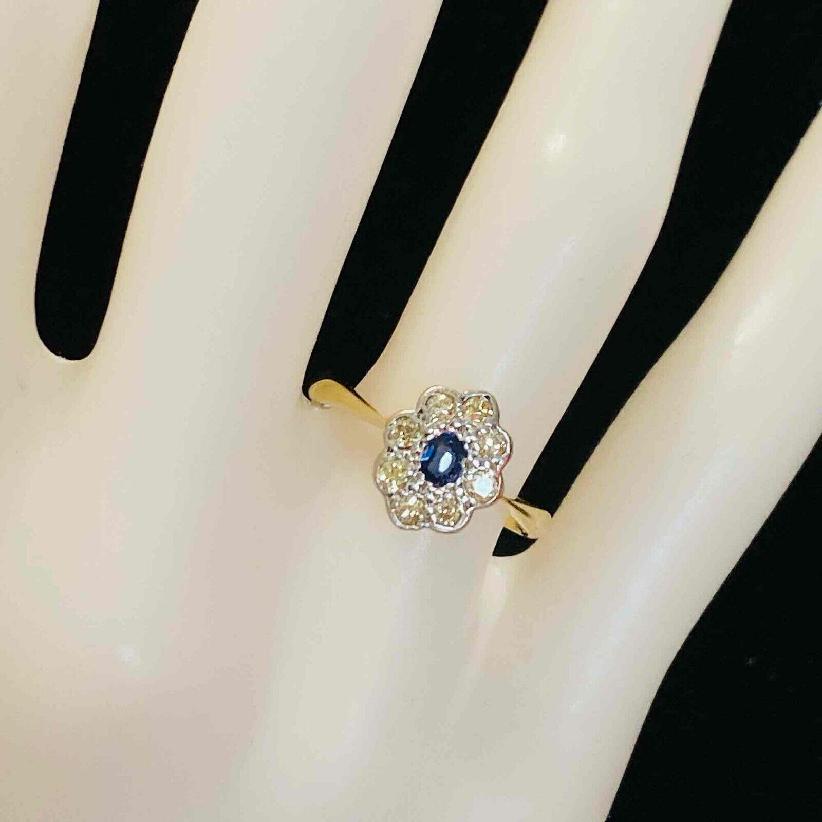 Art Deco sapphire & diamond cluster ring, 0.34ct gemstone weight