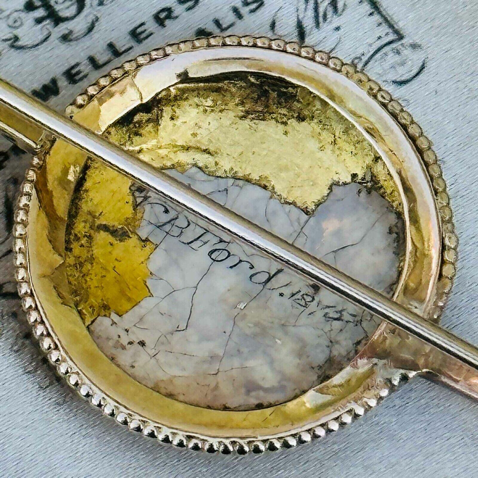 Victorian 9ct Gold Bar Brooch with Hand-Painted Canine by W B Ford 1875, Antique Jewelry in Good Condition
