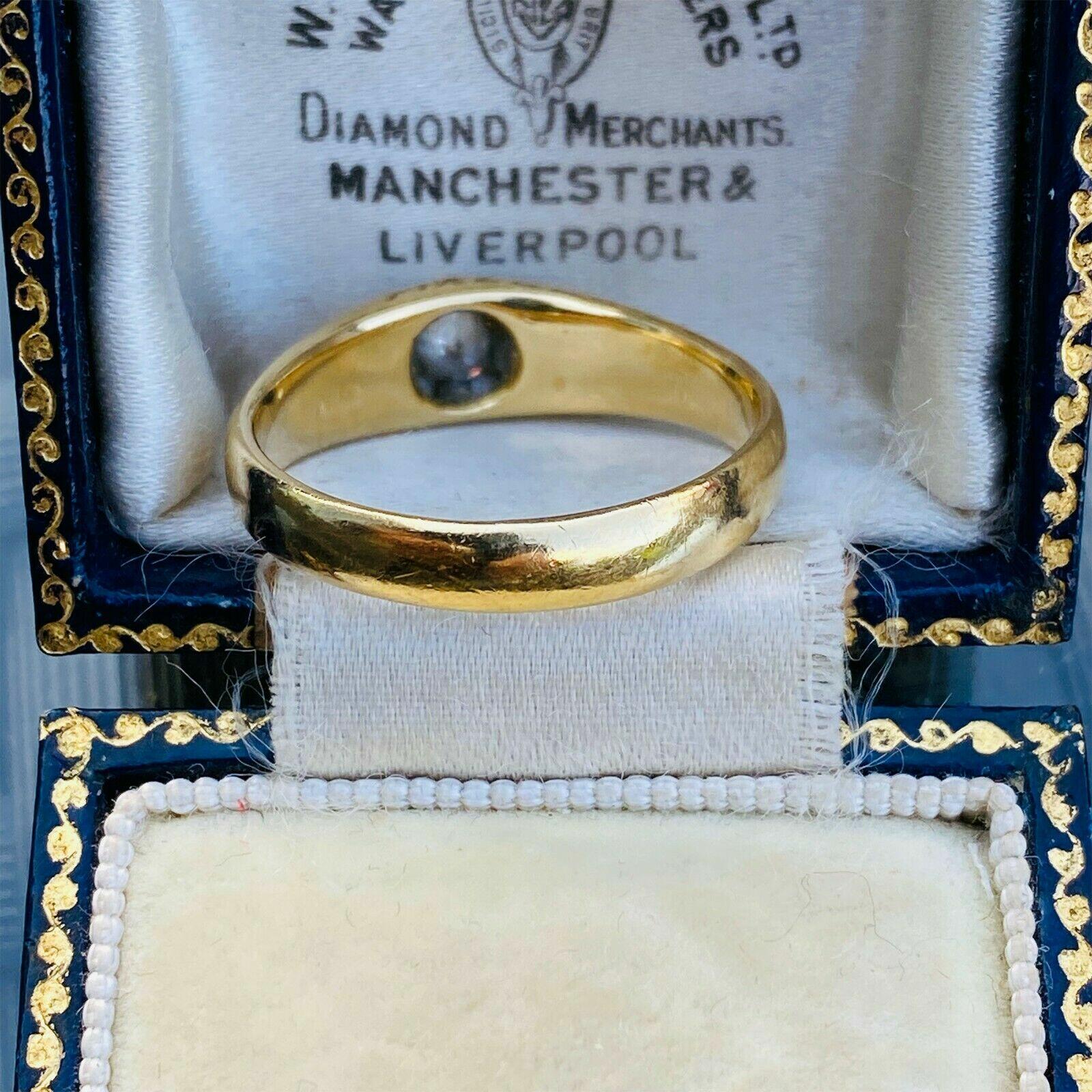 Vintage Art Deco Gypsy Ring with Solitaire Diamond in 18ct Gold