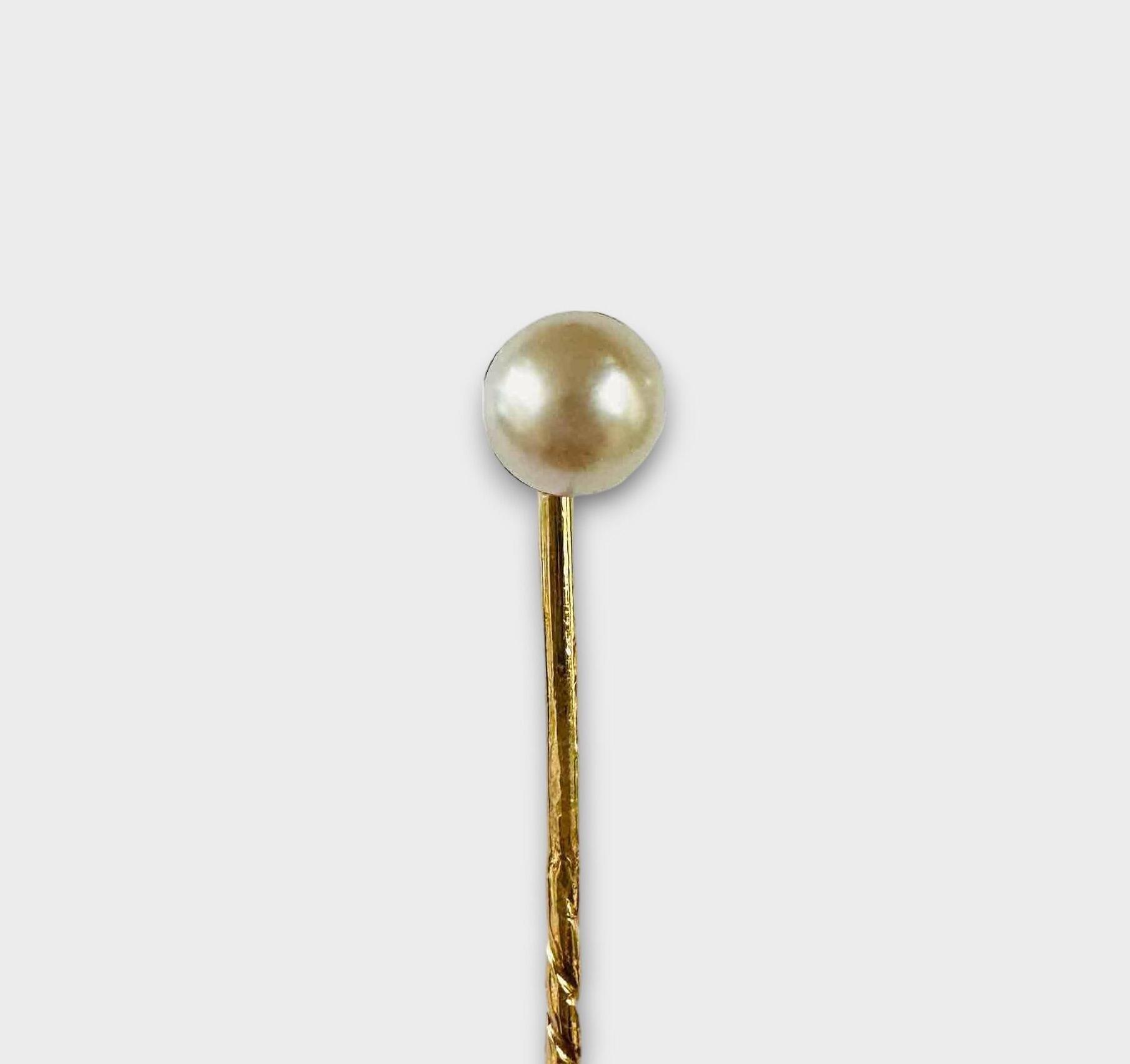 antique solitaire pearl stickpin in 15ct yellow gold