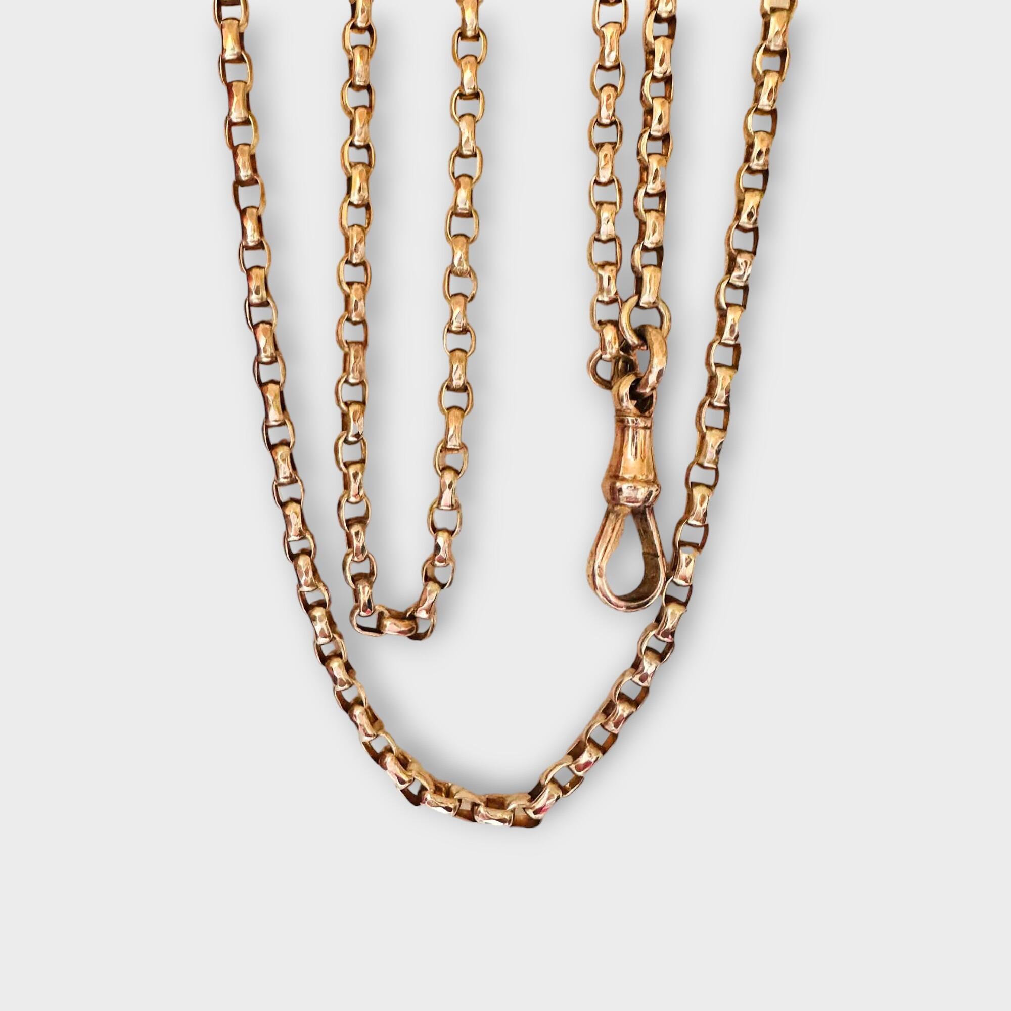 rose gold faceted belcher link chain necklace with dog clip