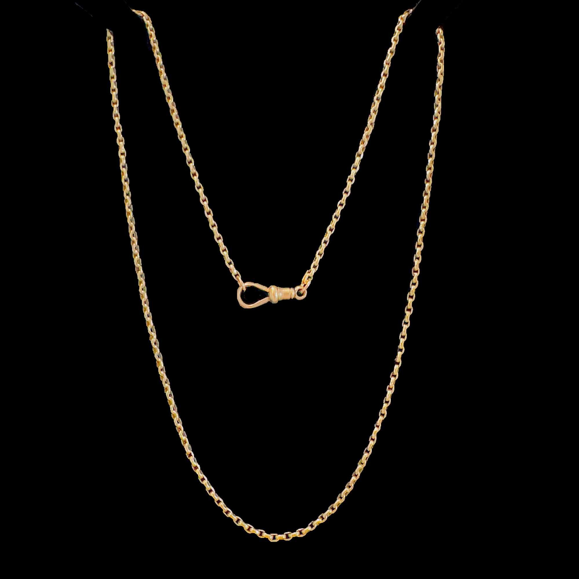 Victorian gold chain with elongated bike links, 21.5 inches long, 9ct hallmarked, perfect for layering or adding pendants.