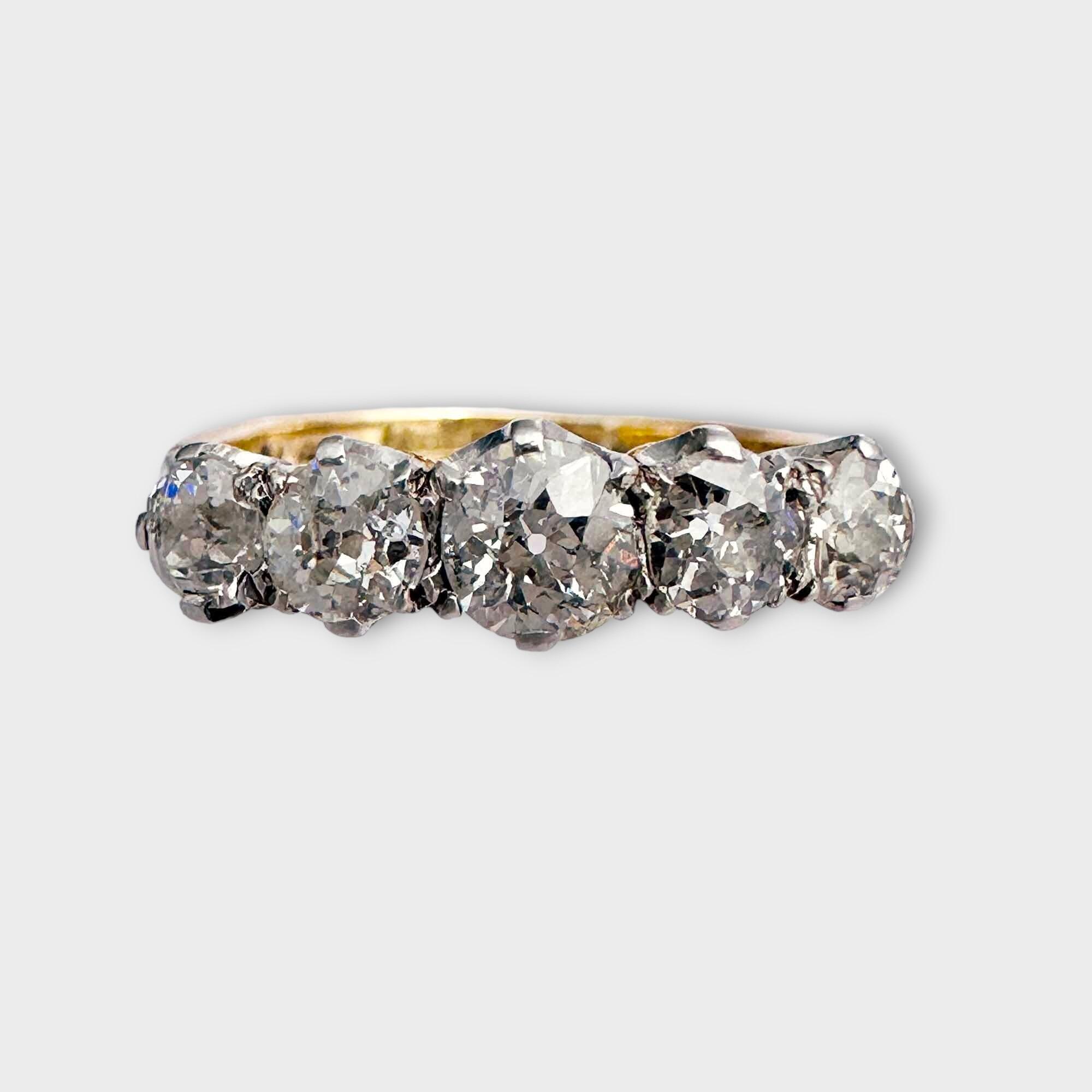 Edwardian five stone old cut diamond engagement ring