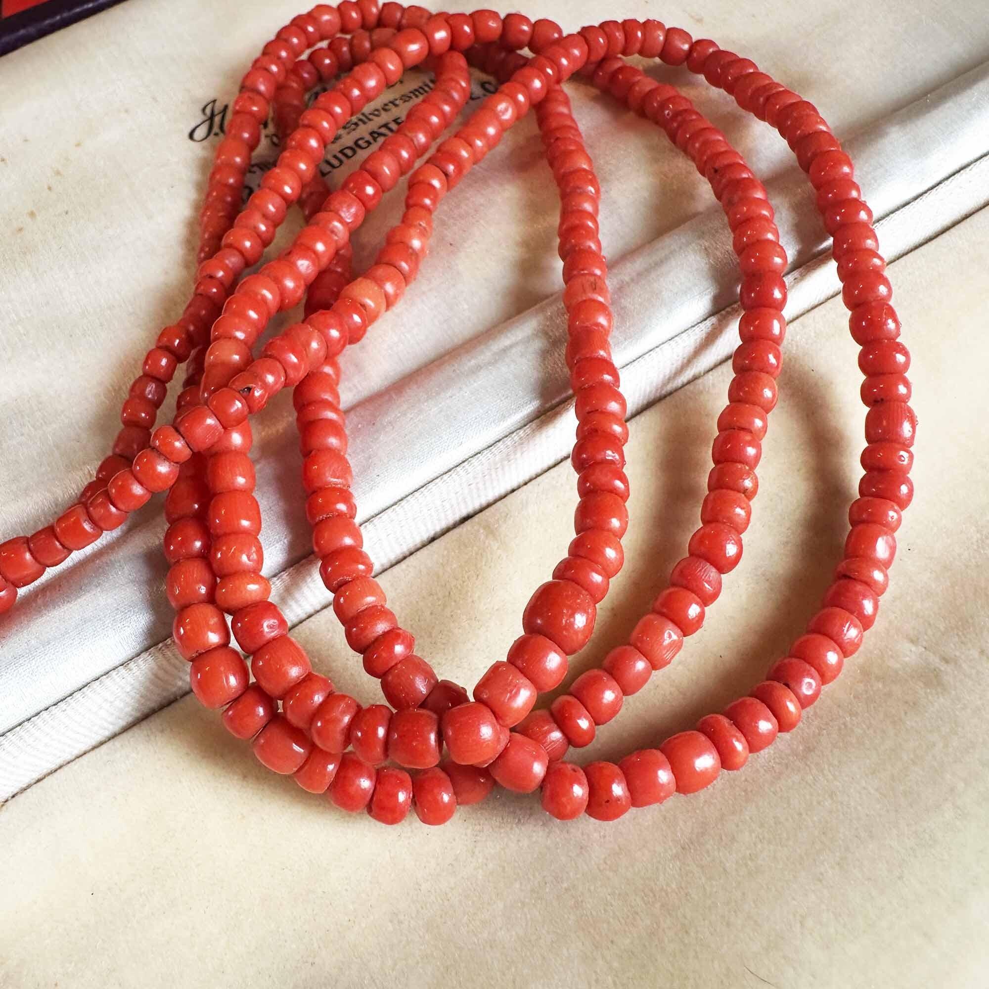 antique coral beaded necklace