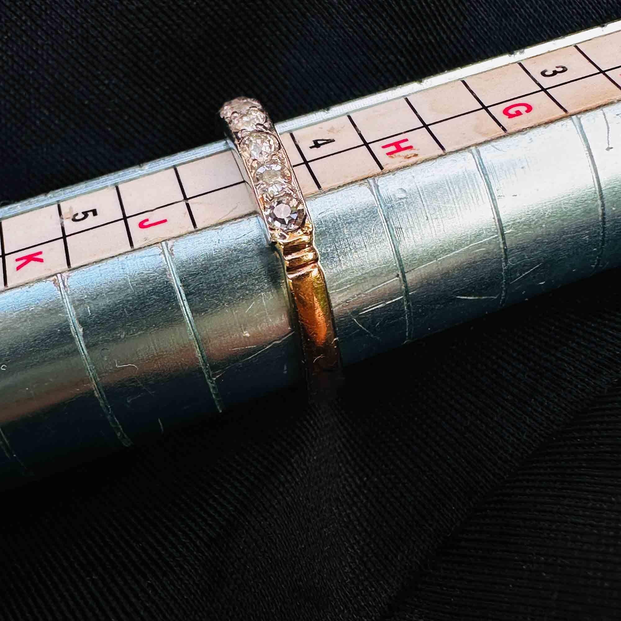 Half eternity ring with eight diamonds set in 9ct yellow gold dated 1944