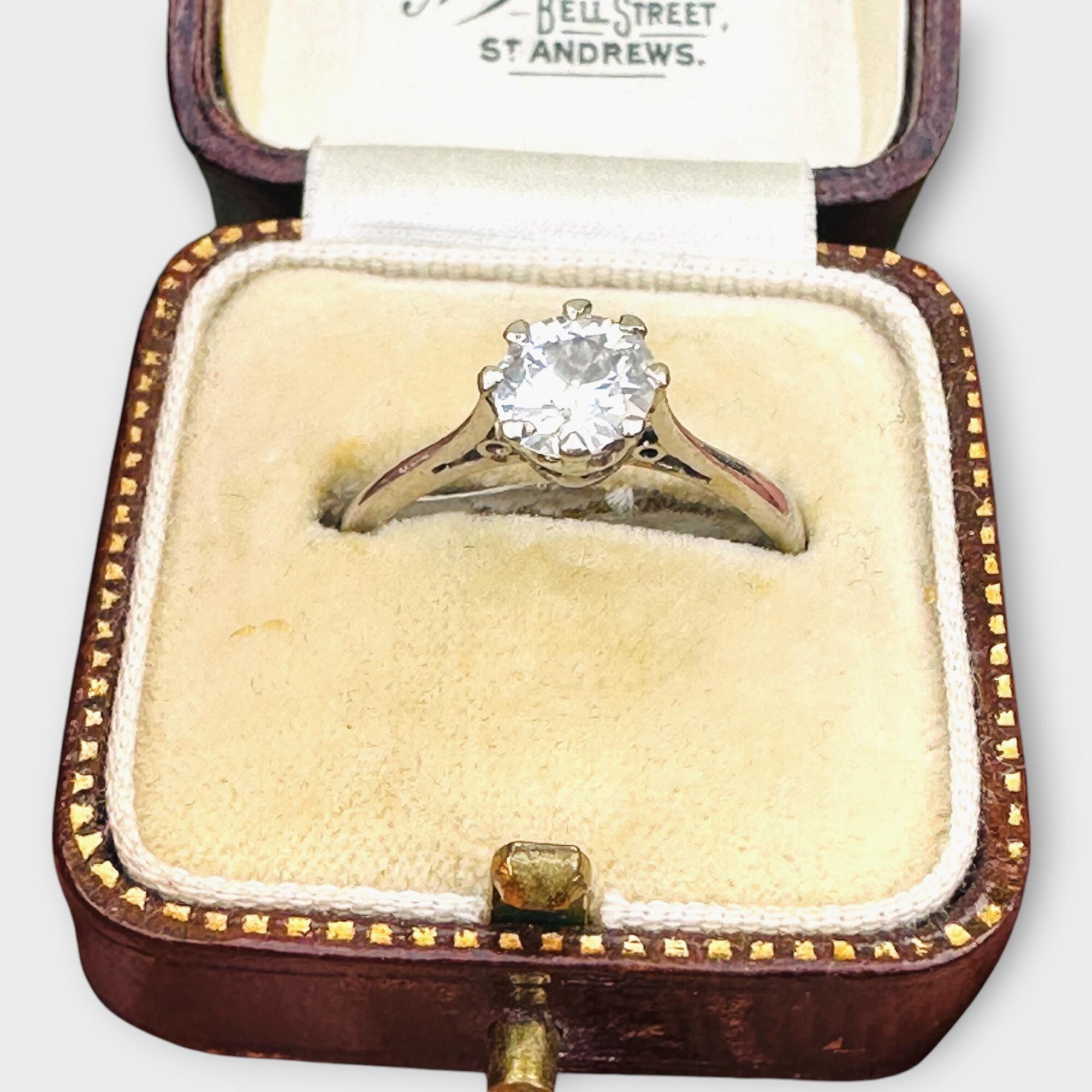 Art Deco platinum and old European cut solitaire diamond engagement ring