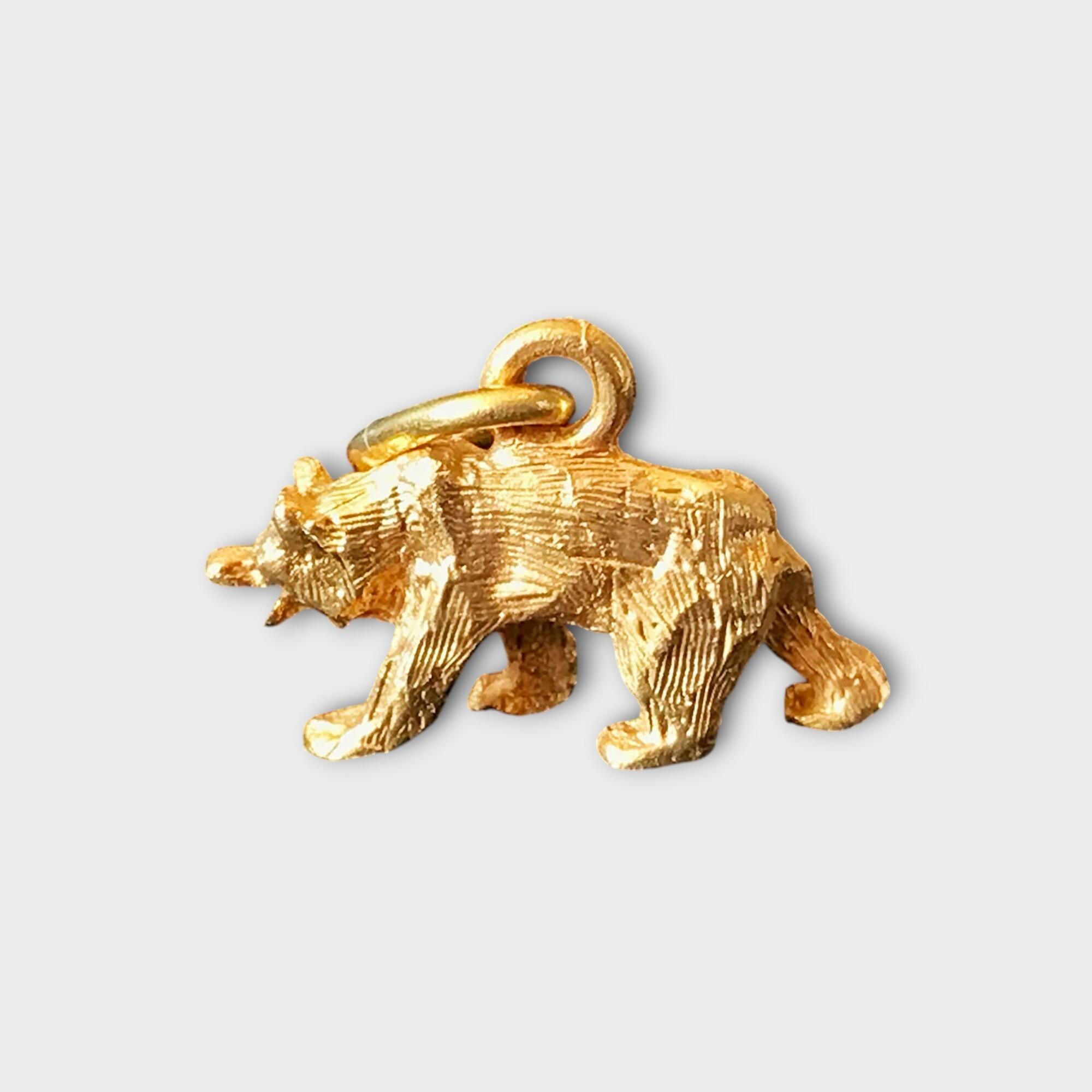 Vintage 9ct yellow gold grizzly bear charm or pendant