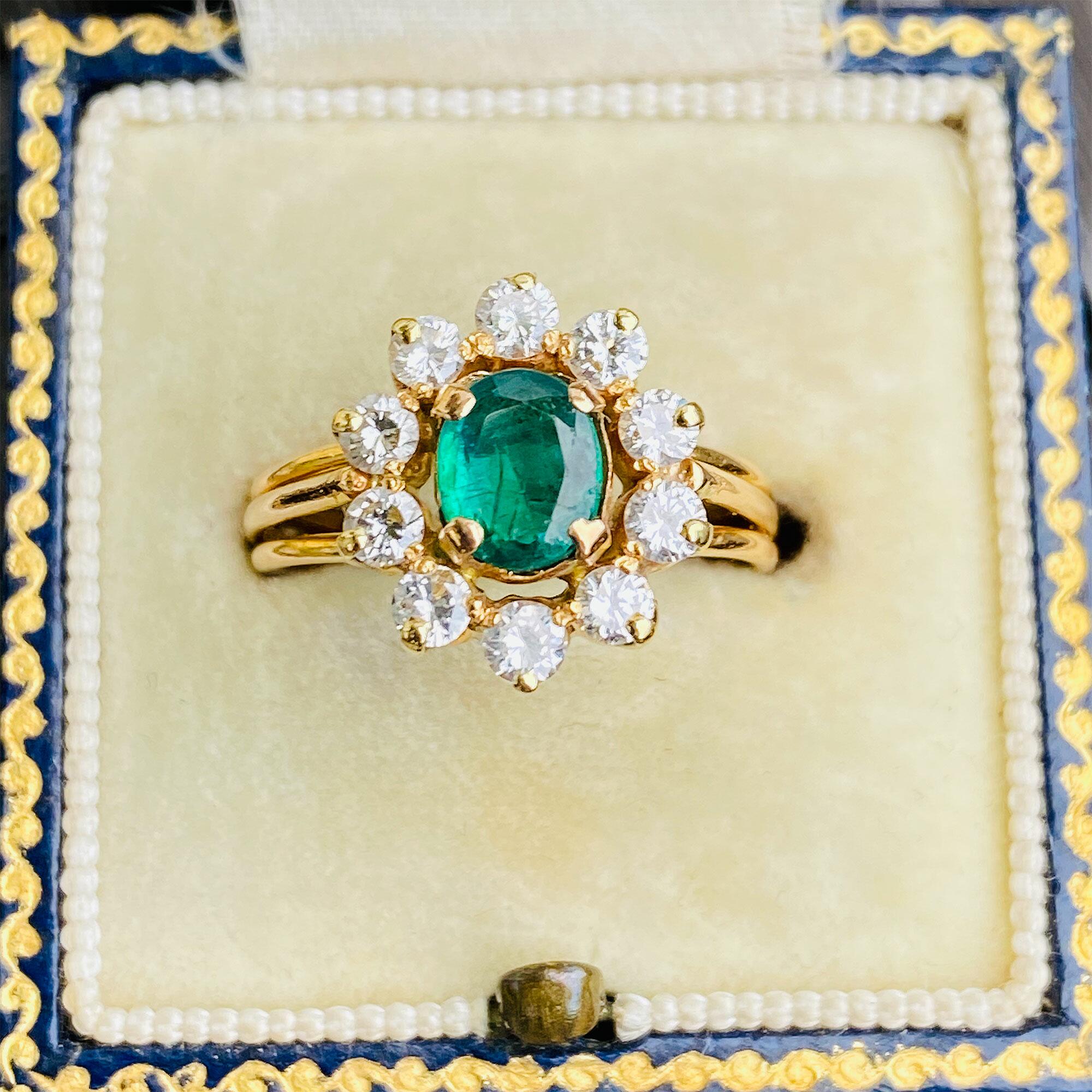 Vintage Stories Emerald Gemstone Ring – 18K Gold Plated, Green & Gold, Fine Jewelry