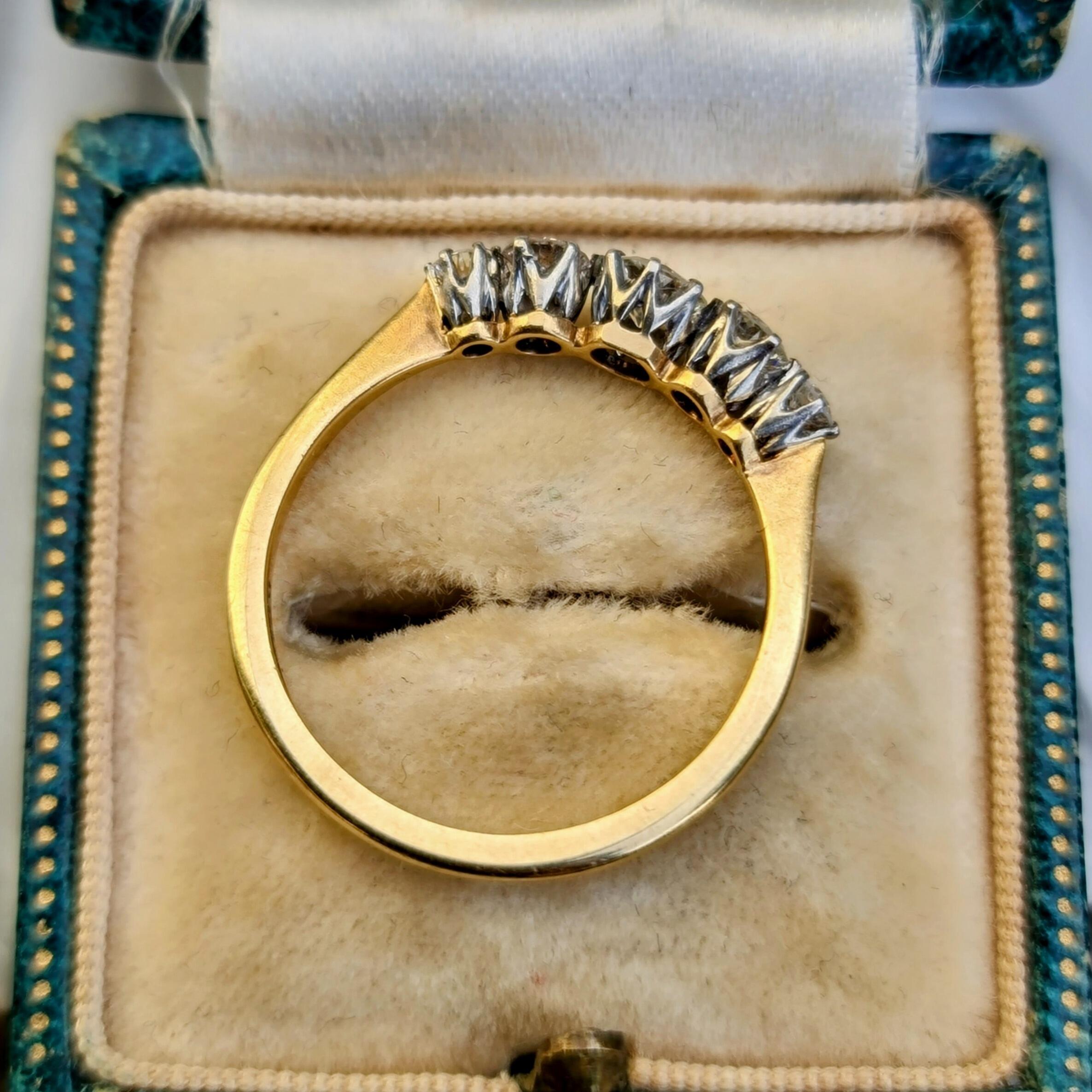 SOLD - Edwardian 18ct Gold & Five Stone Diamond Ring