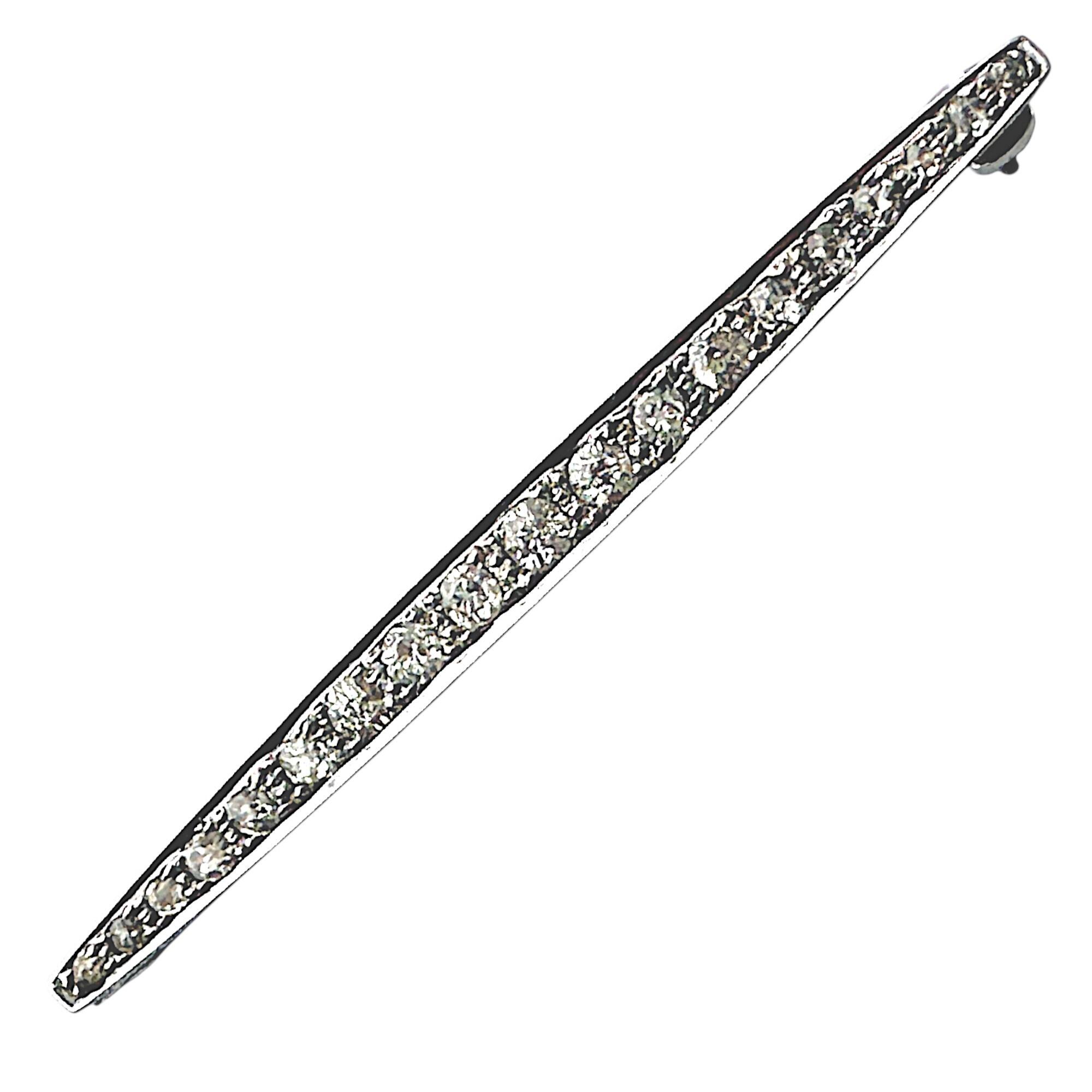 art deco 18ct white gold diamond line bar brooch