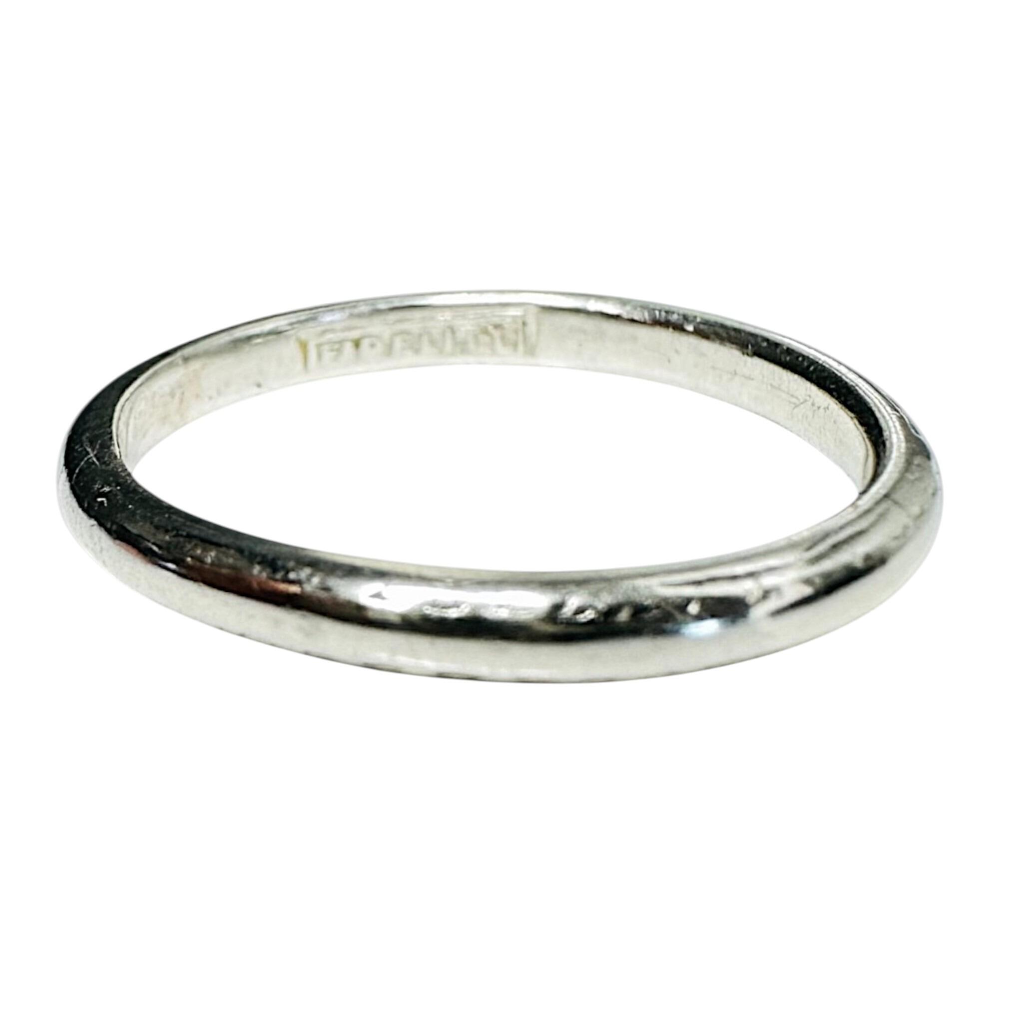 side profile of Platinum Fidelity Engraved Band Ring with white background