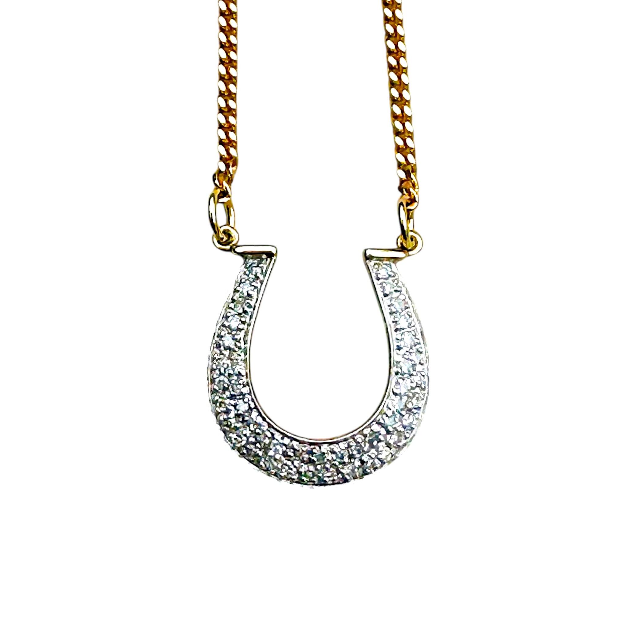 Vintage Diamond Horseshoe Necklace with white background