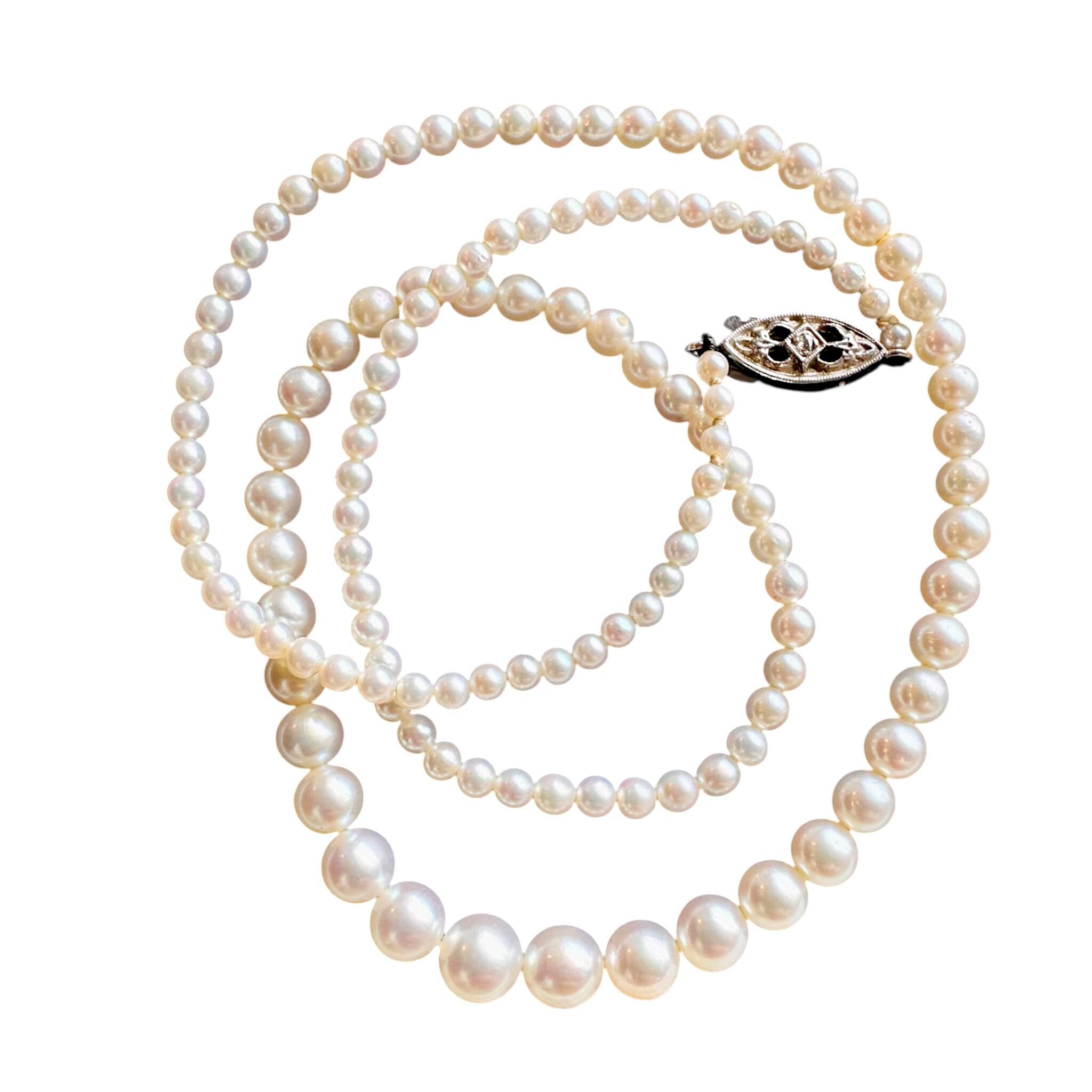 White Gold & Diamond, Saltwater Cultured Pearl Necklace  with white background