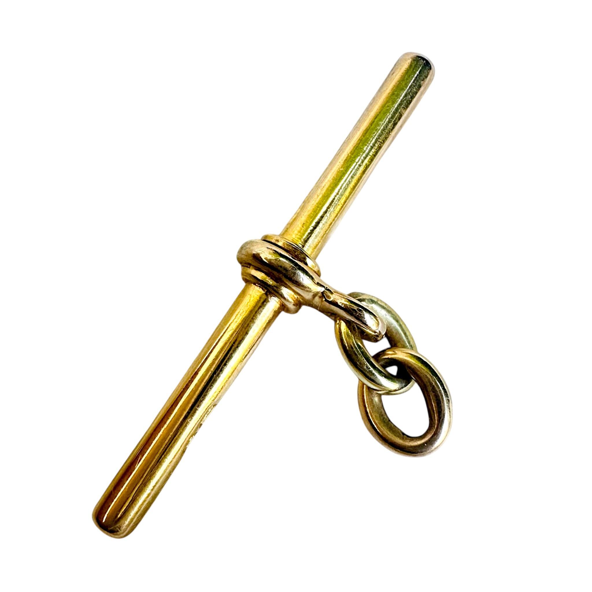 Antique 18k Victorian Yellow Gold T-Bar & Links with white background