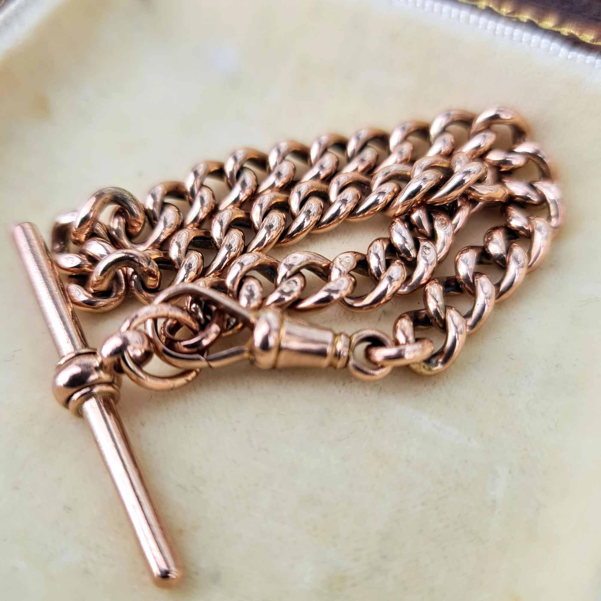 Vintage Edwardian Rose Gold Bracelet With T Bar Clasp Hallmarked And Vintage Edwardian Rose Gold Bracelet With T Bar Clasp Hallmarked And