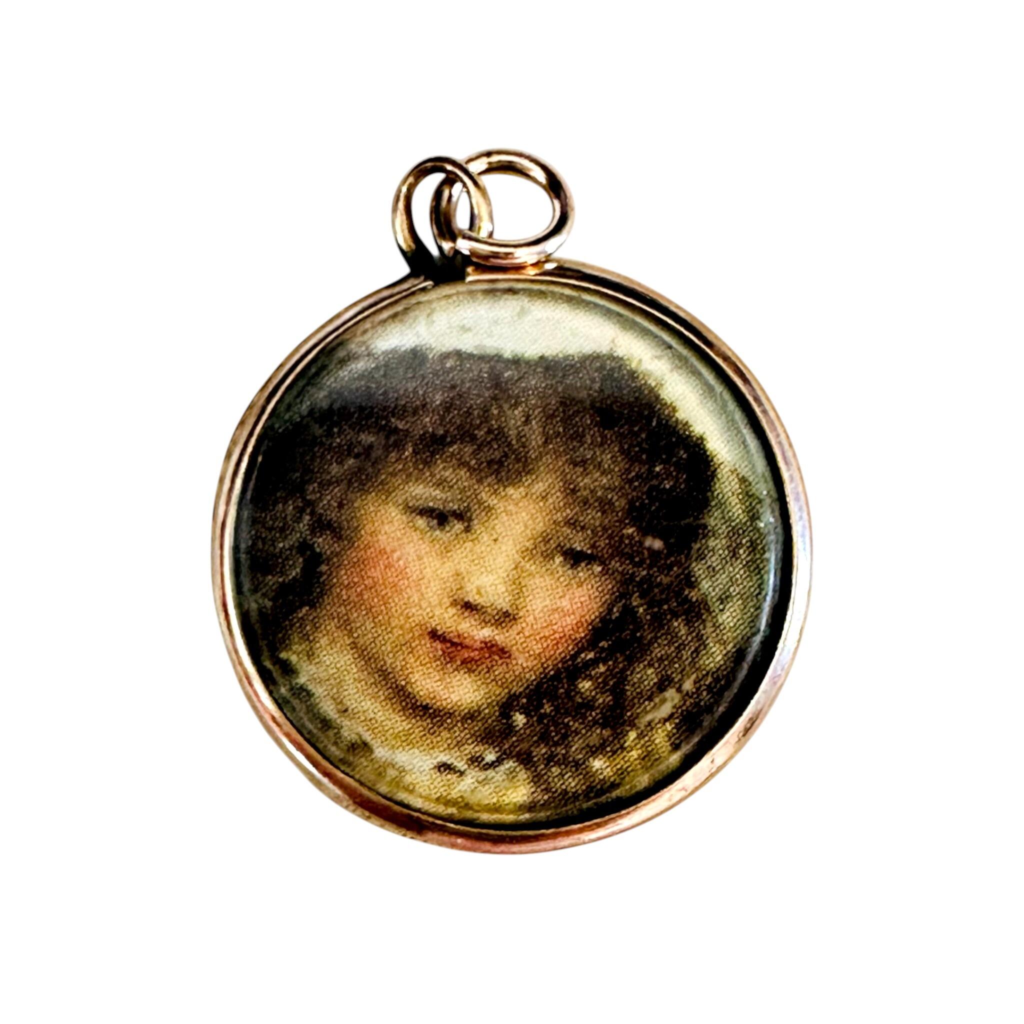 Art Nouveau Rose Gold Locket with Portrait with white background