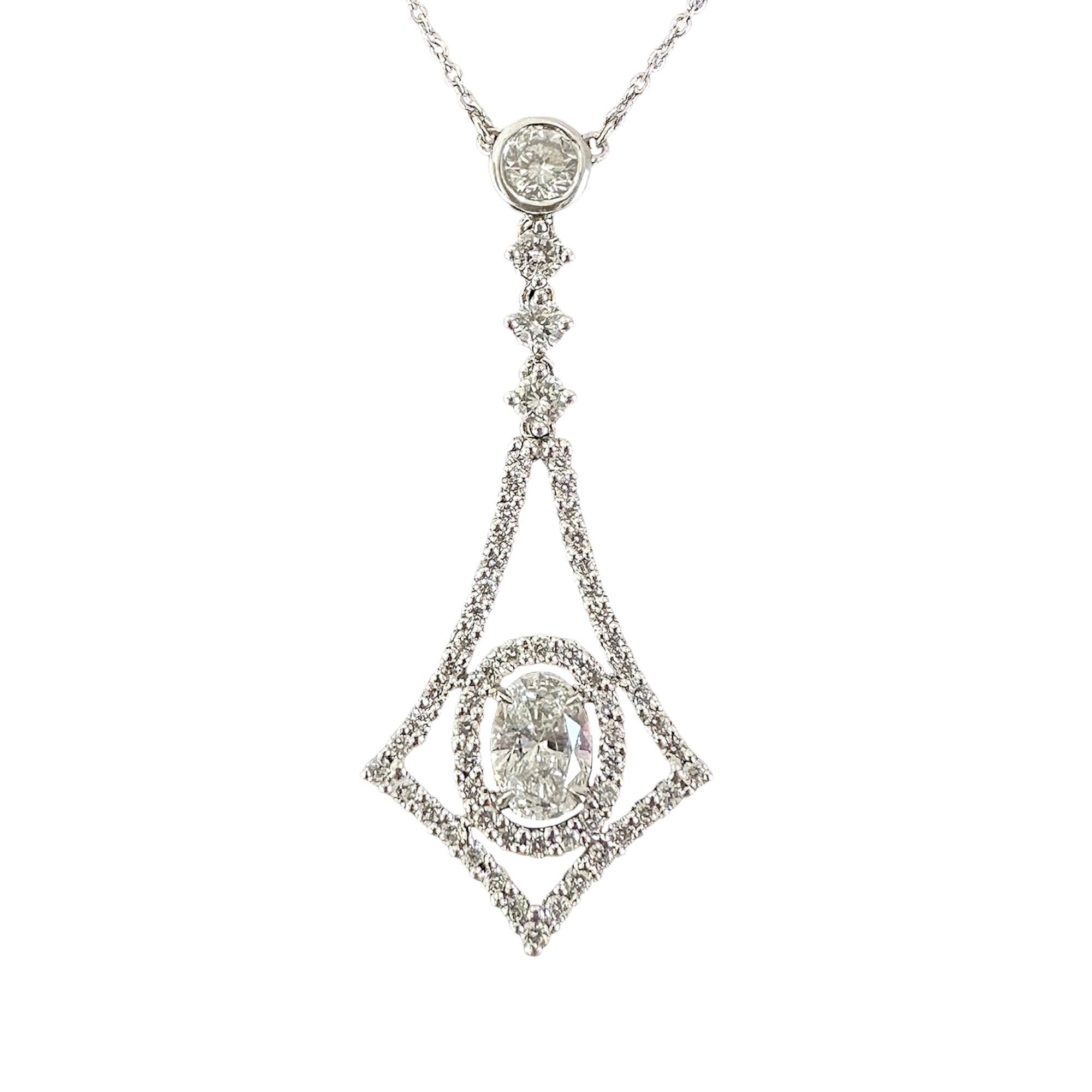 18k white gold lariat openwork necklace studded with diamonds with white background