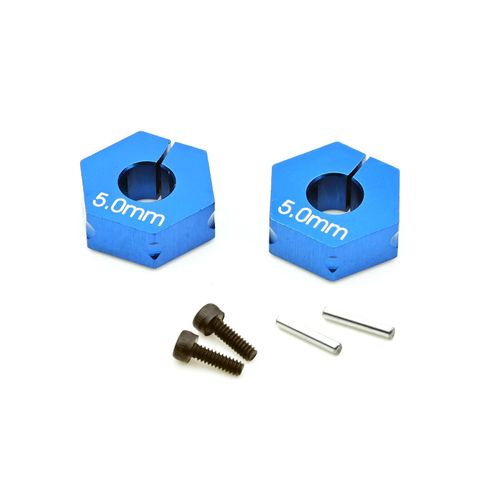 Team Associated Factory Team FT Clamping Wheel Hexes 5.0mm Offset Blue AS91609