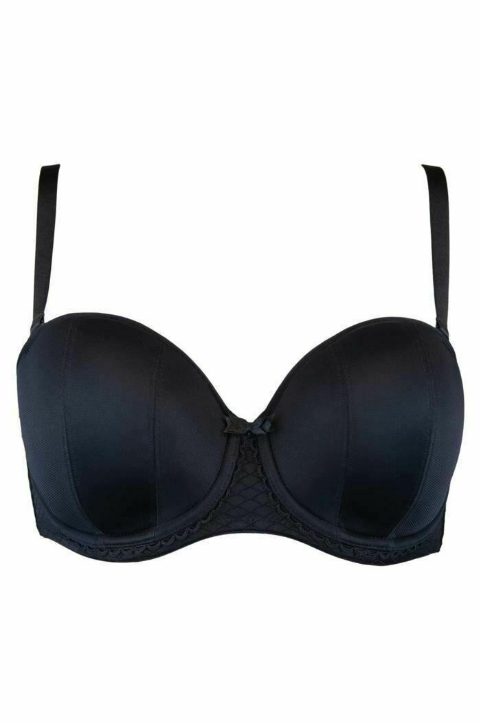 Pour Moi Hepburn Strapless Black Bra Cut Out Front With Straps