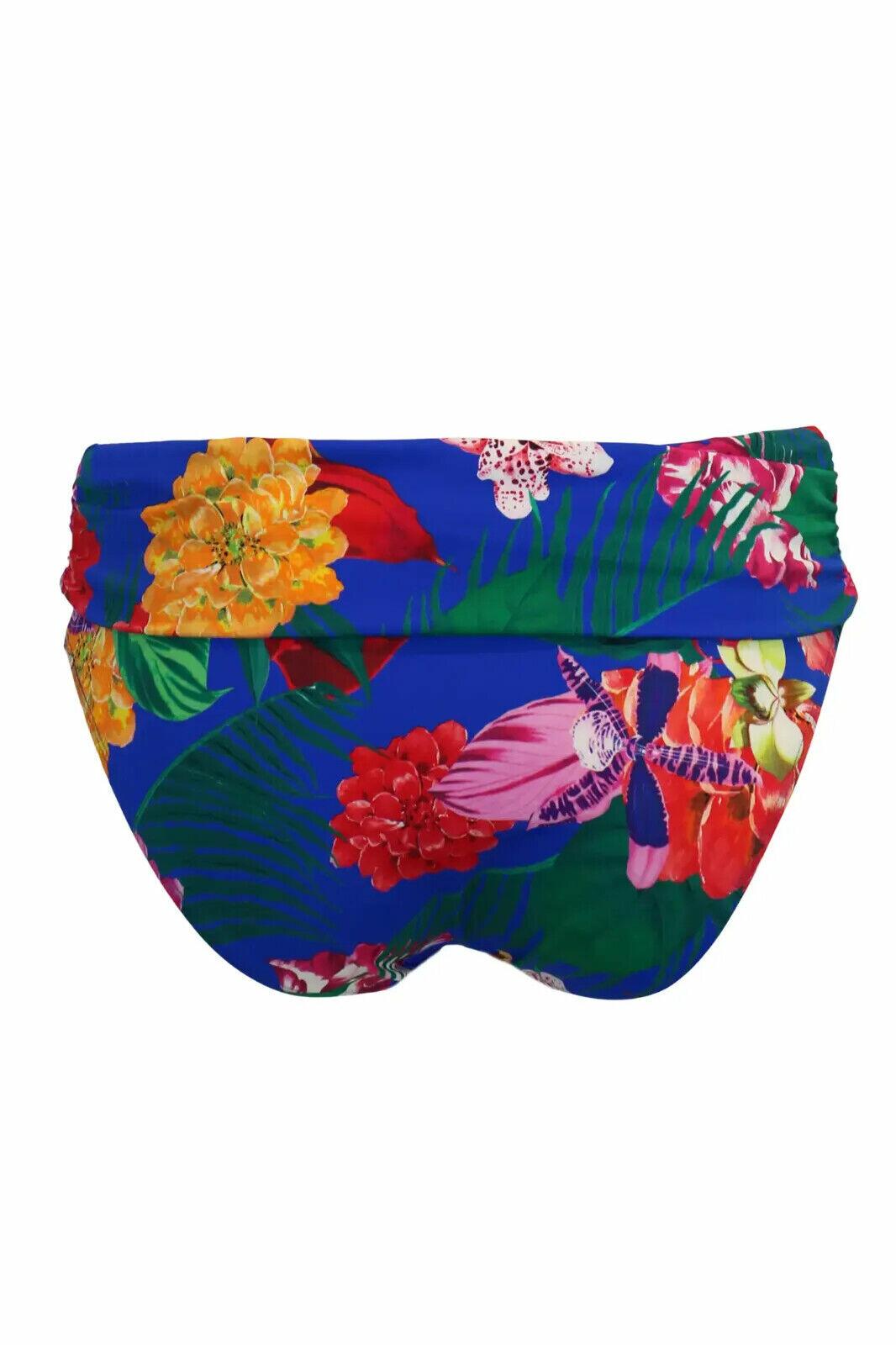 Pour Moi Antigua Blue Floral Fold Over Bikini Brief Cut Out Back