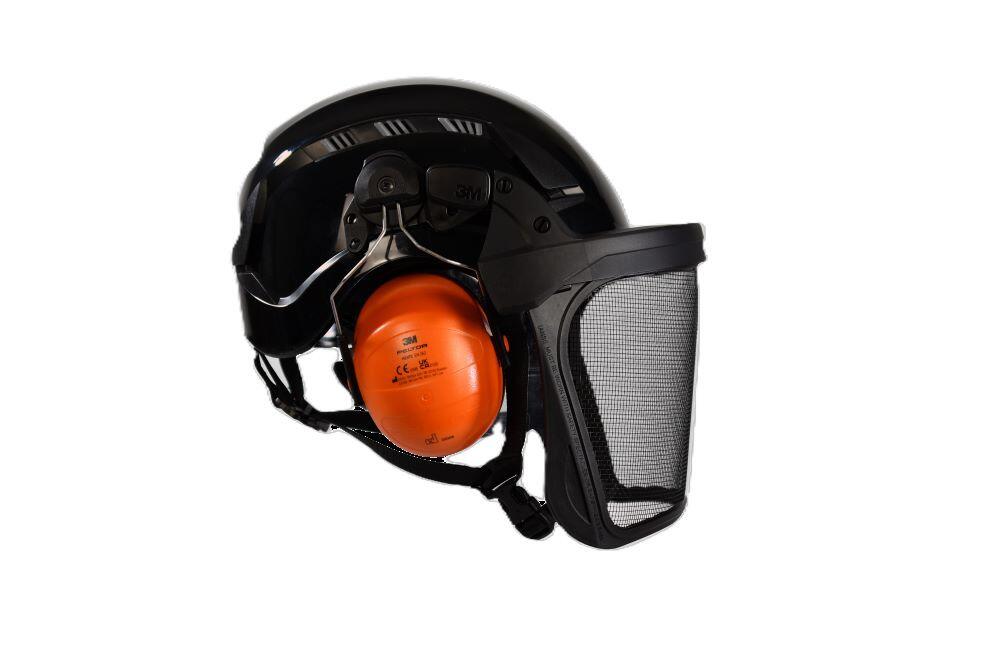 3M Arborist Climbing Chainsaw Helmet Kit c/w Mesh Visor & Ear Defenders (Black)