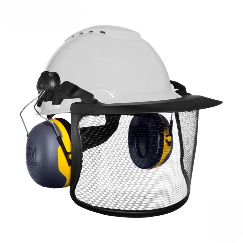 3M Arborist Ground Chainsaw Helmet Kit c/w Mesh Visor & Ear Defenders (White)