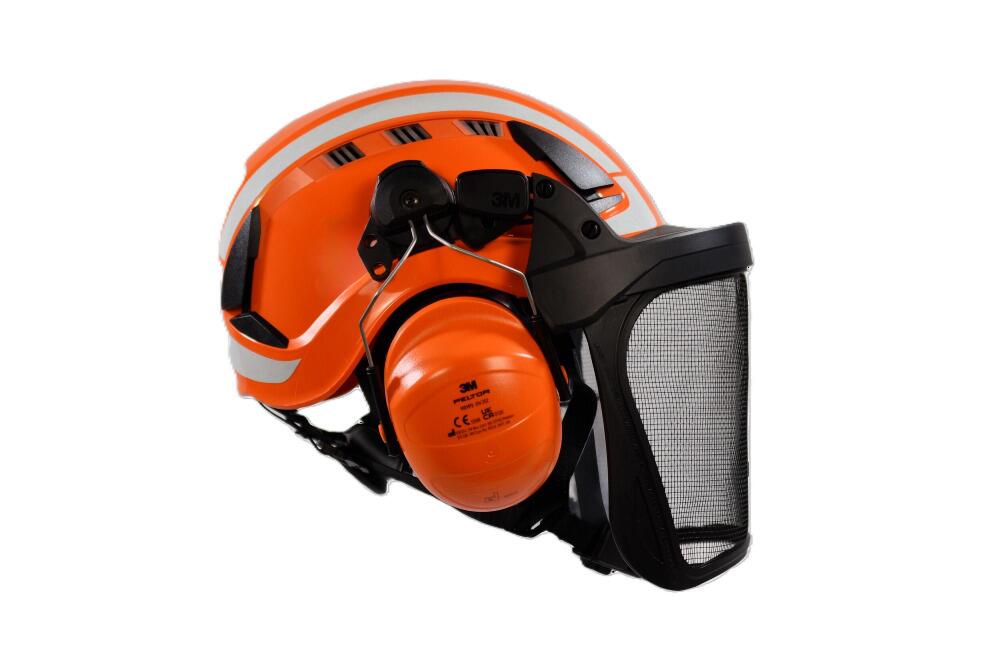 3M Arborist Climbing Chainsaw Helmet Kit c/w Mesh Visor & Ear Defenders (Orange Hi-Viz)