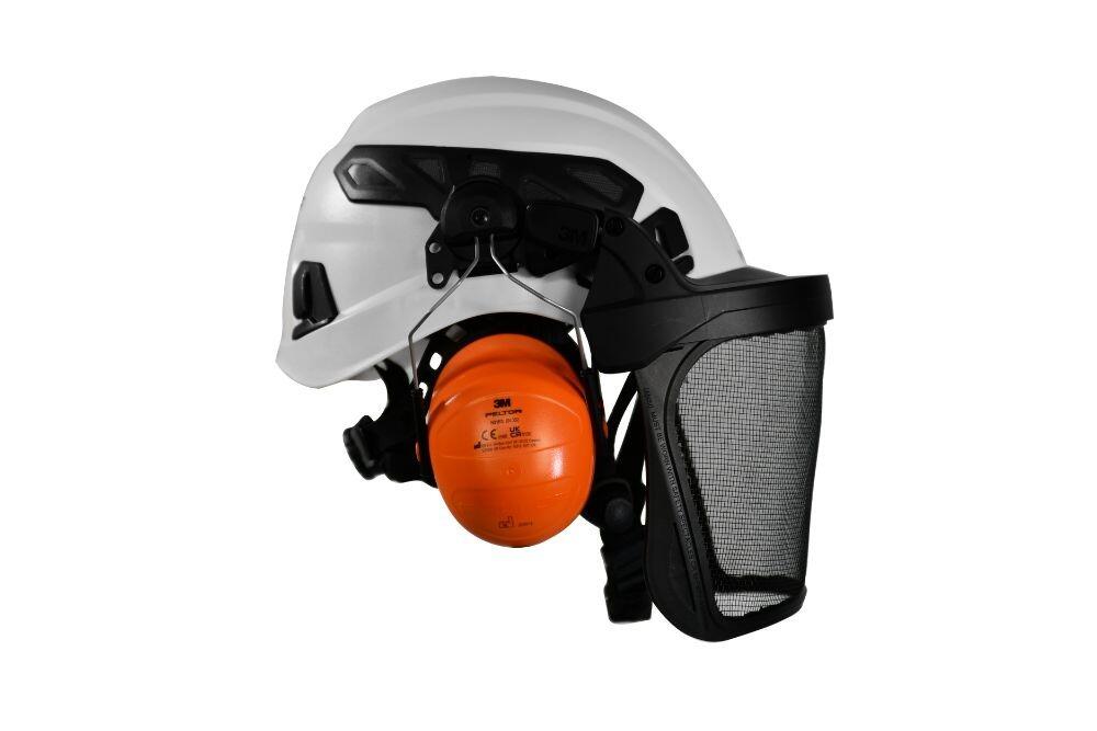 Camp ARES Air Pro Arborist Climbing Helmet Kit - c/w Mesh Visor & Ear Defenders (White)