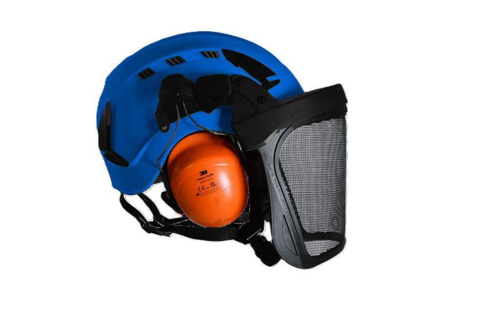 3M Arborist Climbing Chainsaw Helmet Kit c/w Mesh Visor & Ear Defenders (Blue)