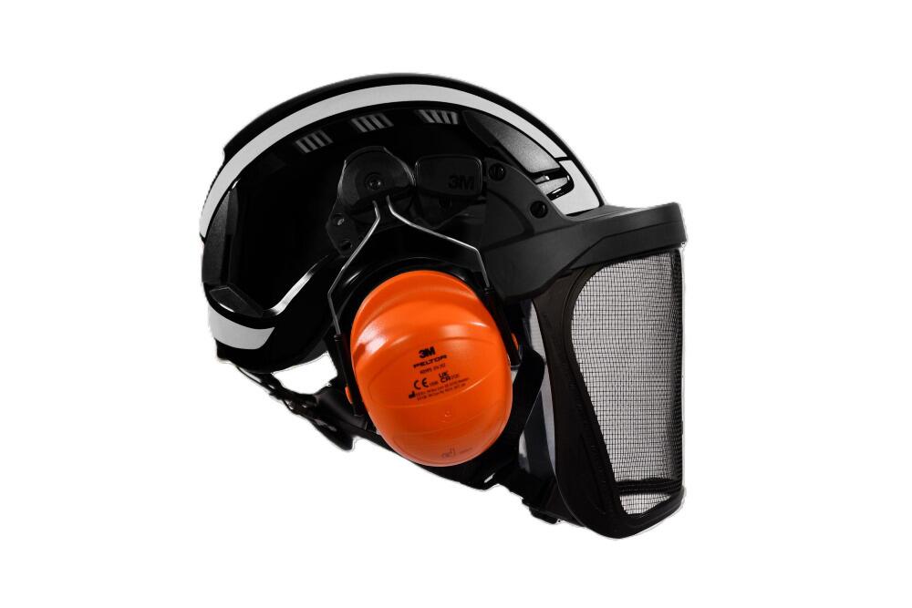 Arborist Climbing Chainsaw Helmet Kit c/w Mesh Visor & Ear Defenders (Black Hi-Viz)