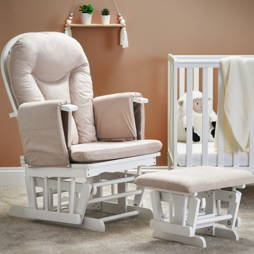 OBaby Reclining Glider Nursery Chair & Stool - Sand