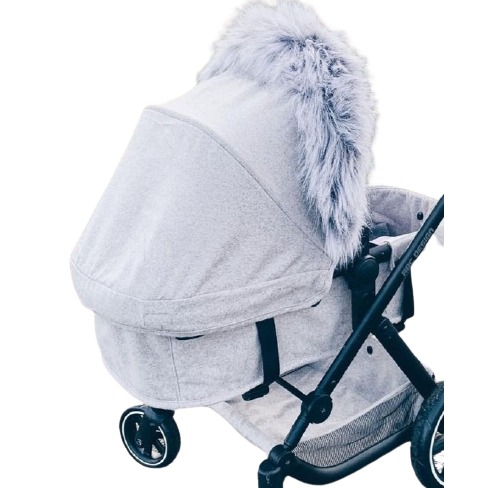 Grey pram outlet with fur hood