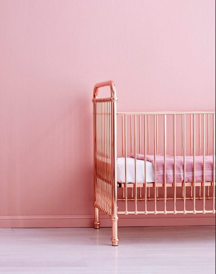 Rose gold metal clearance crib