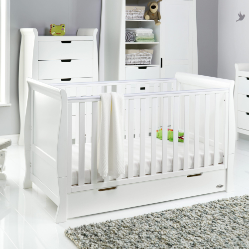 OBaby Stamford Classic Cot Bed - White with Under Bed Drawer